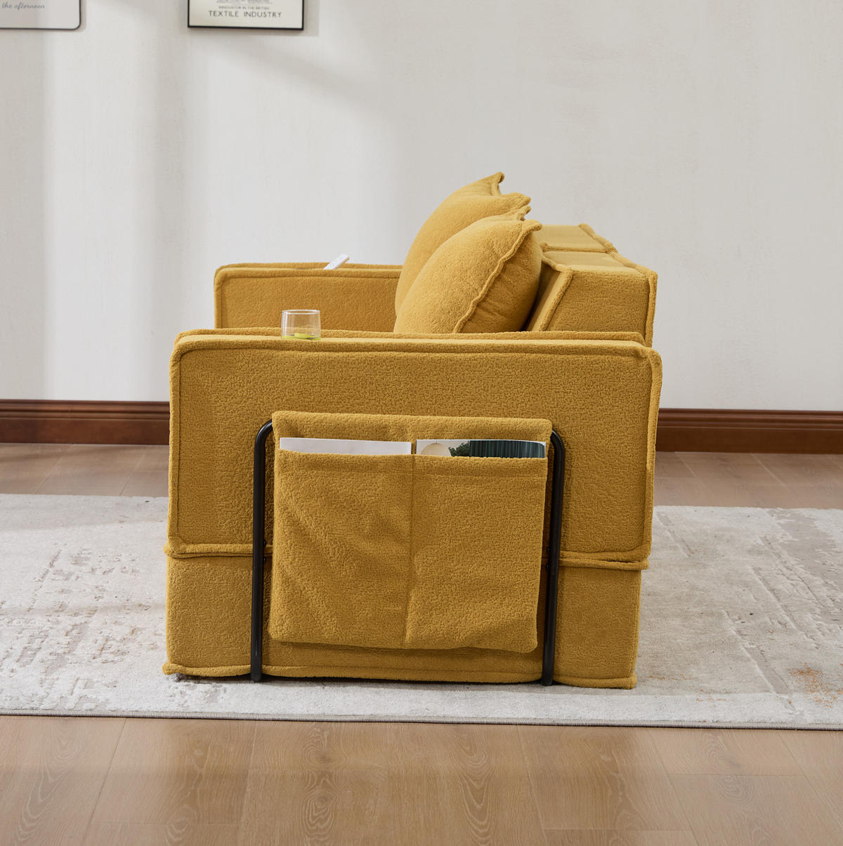 SOFA 2-Sitzer modular ca. 162 x 78 x 66 cm Chenille Mustard Yellow - Gelb, Holzwerkstoff (78/66/162cm) - Meubliv