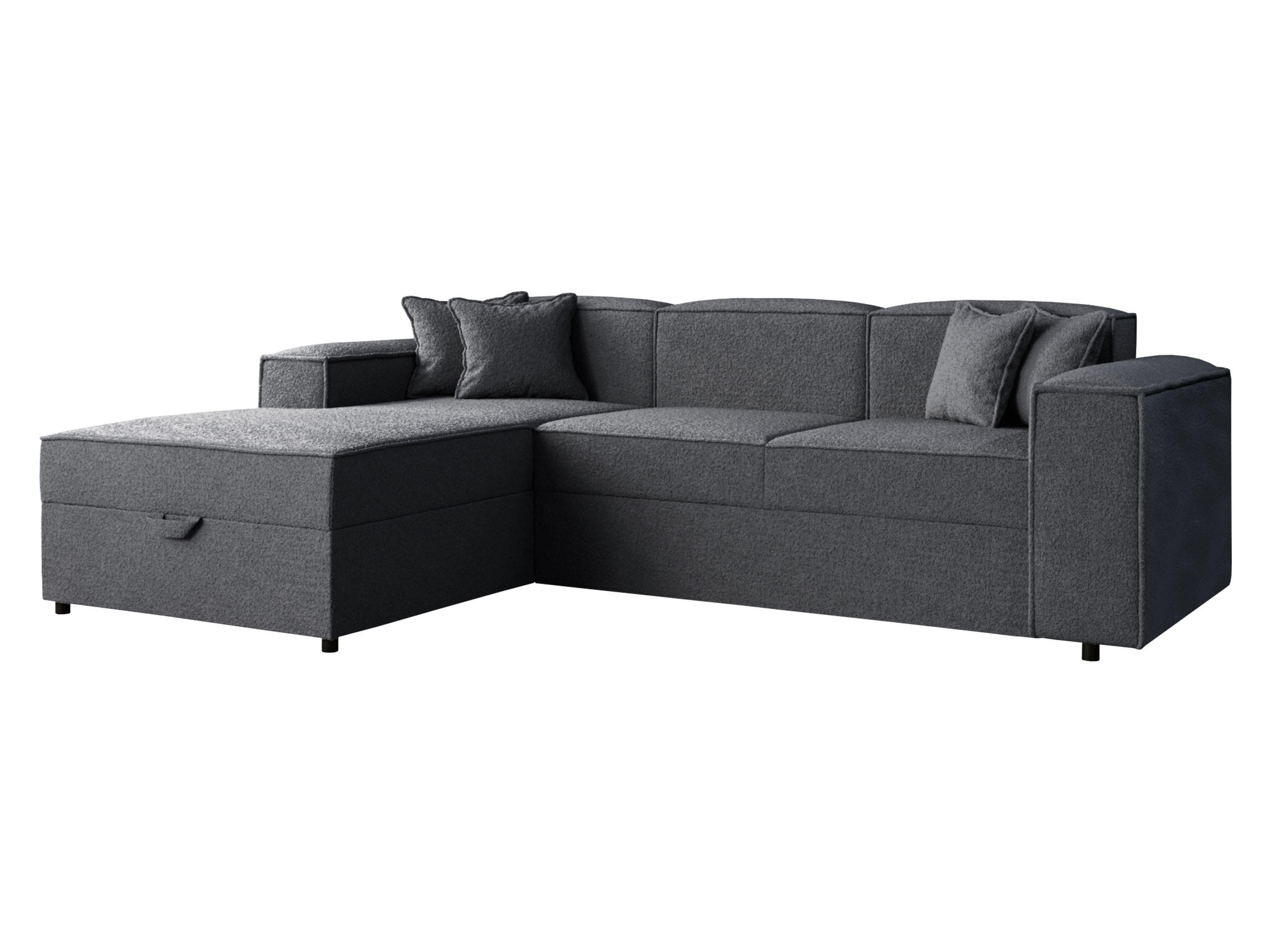 ECKSOFA Santos L, Seite: Links - Dunkelgrau/Schwarz, Holzwerkstoff/Kunststoff (253/166cm) - MIRJAN24
