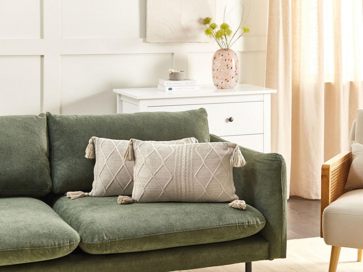 DEKOKISSEN 2er-Set Beige 30/50 cm Caesia - Sandfarben, Textil (30/50cm) - Beliani