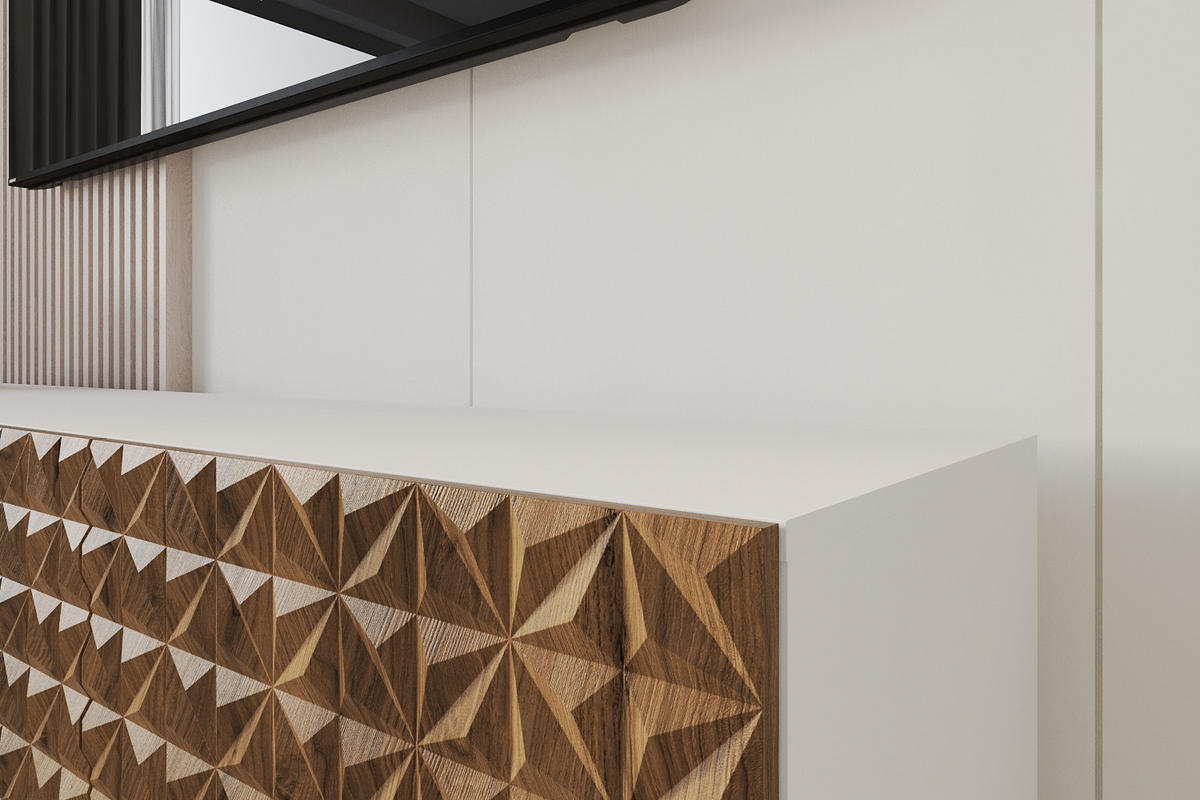 LOWBOARD VIRA-W 3x100x40x41 cm - Weiß / Katania - Eiche Wotan, Holzwerkstoff (300/40/41cm) - ALTDECOR