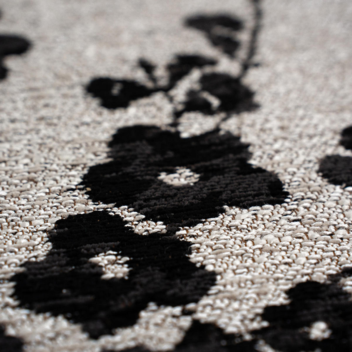 TEPPICH Night Snow Sakura 240/240 cm - Schwarz, Kunststoff/Textil (240/240cm) - Louis De Poortere