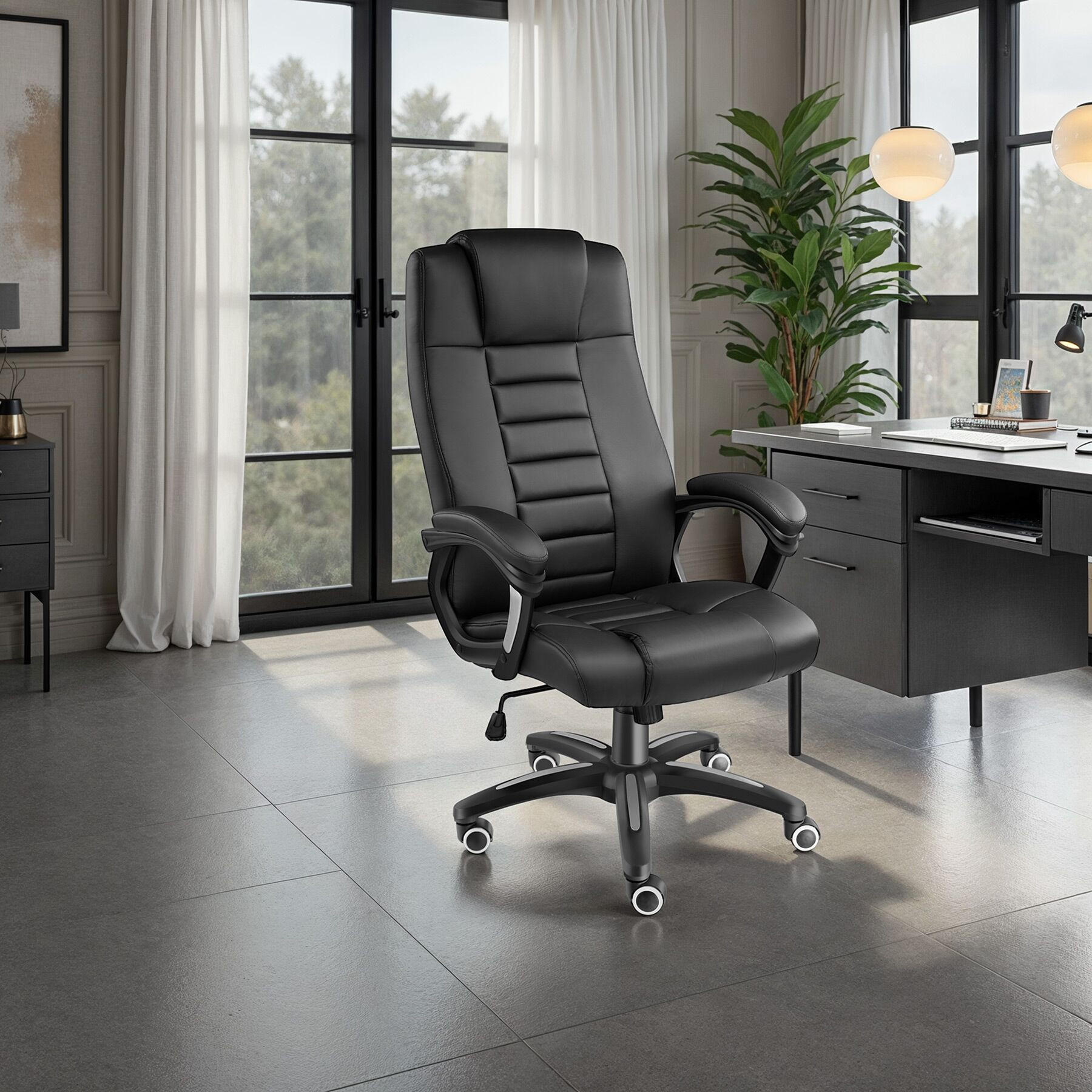 Thumbnail - tectake Bürostuhl, Schwarz, Textil, 49x50x52 cm, Arbeitszimmer, Bürostühle, Drehstühle