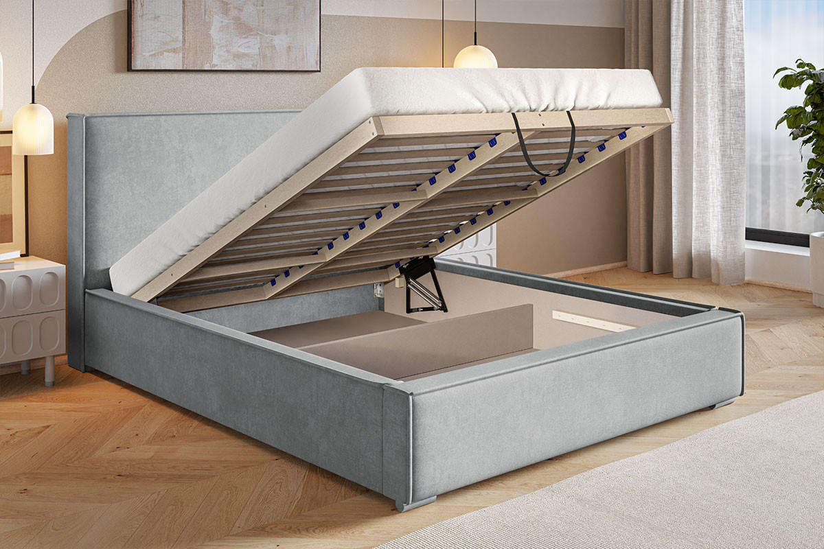 POLSTERBETT 140x200 Sydney mit Bettkasten, Hellgrau - Hellgrau, Holz/Textil (140/200cm) - Emporius