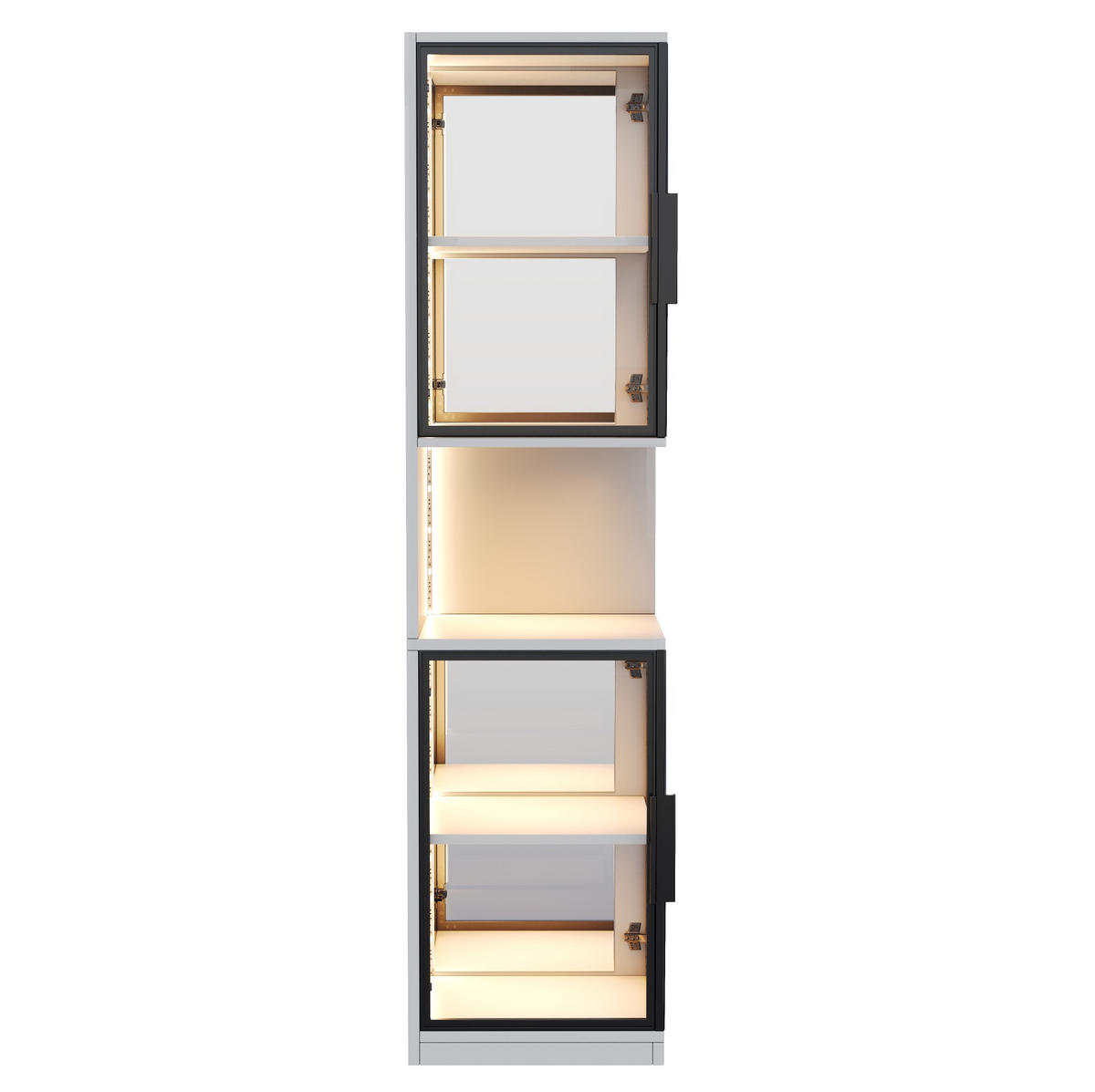 VITRINE aus Spanplatte 42x44x205cm in Weiß mit LED-Beleuchtung - Weiß, Holzwerkstoff (42/205/44cm) - Modfu