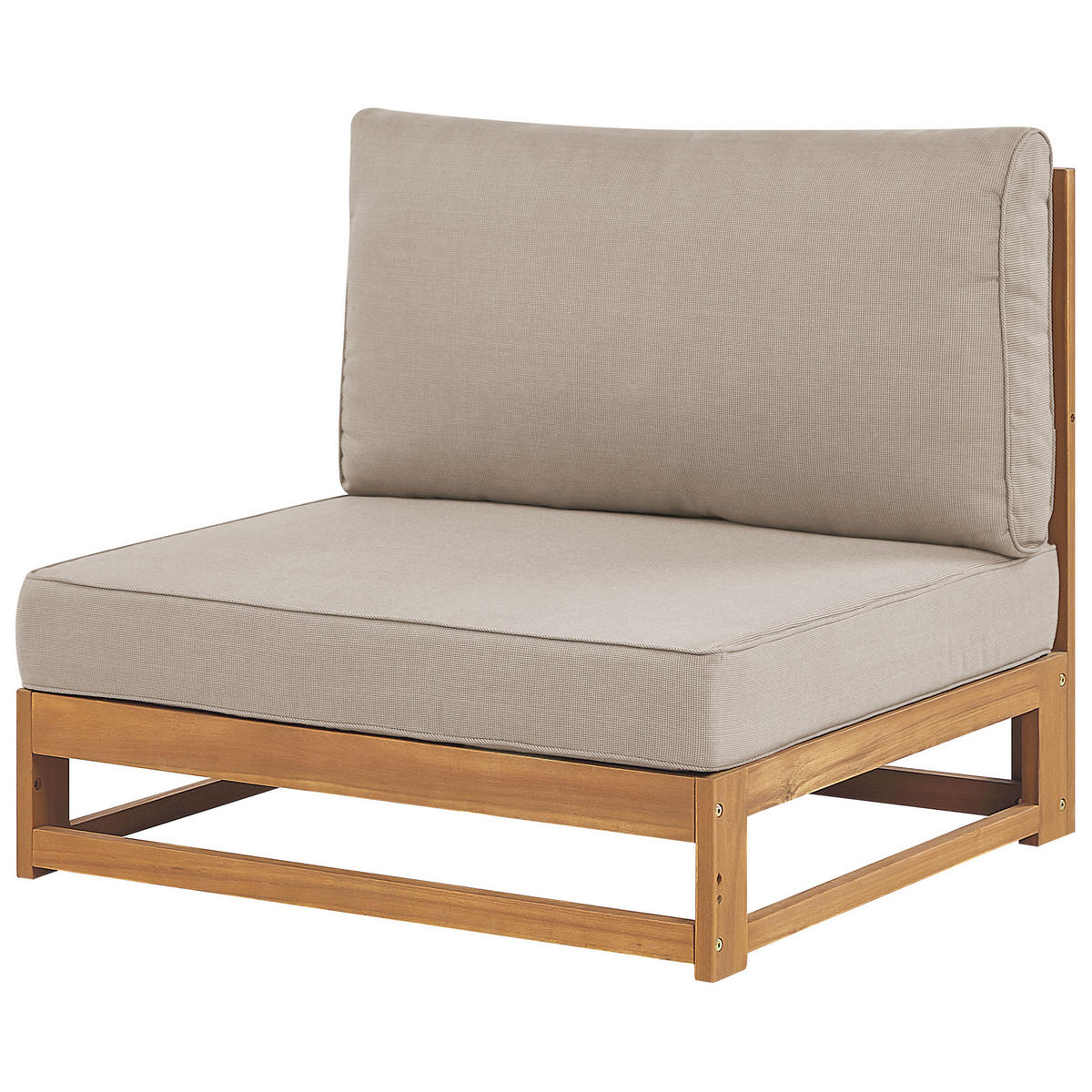 3-SITZER-GARTENSOFA Zertifiziertes Akazienholz hellbraun modular Auflagen taupe Timor II - Hellbraun/Beige, Holz (269/72/75cm) - Beliani