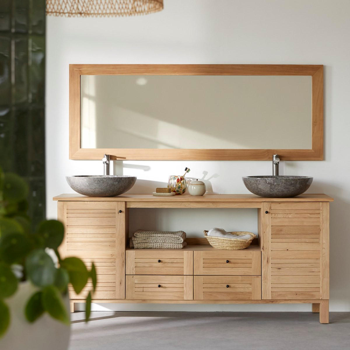 WASCHTISCHUNTERSCHRANK Soho Natur aus Eiche - Naturfarben, Holz (165/75/43cm) - Tikamoon
