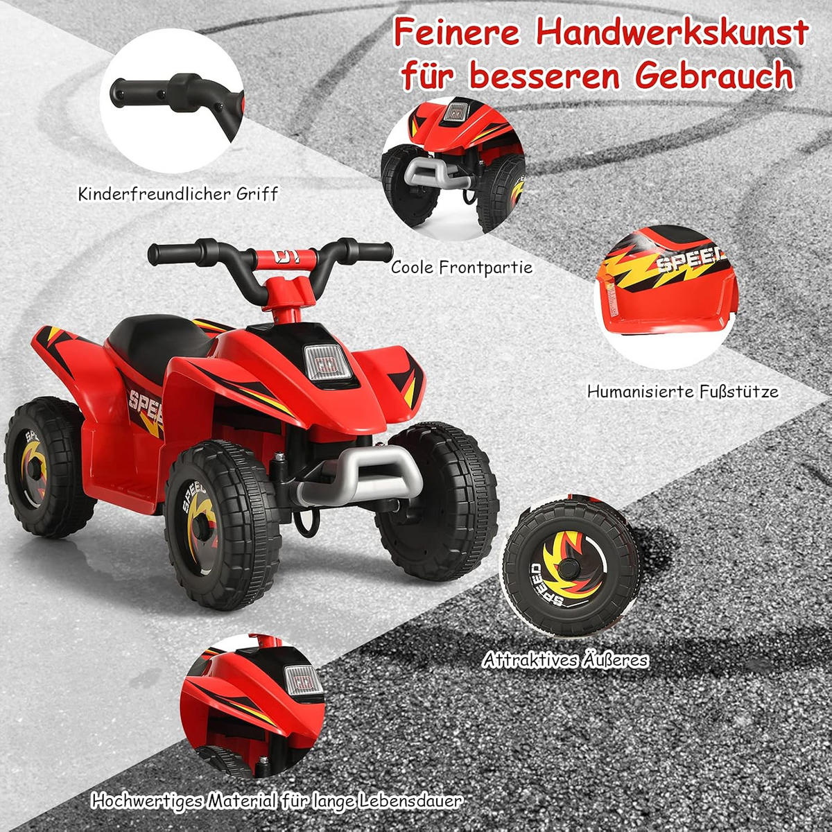 KINDERMOTORRAD 6V Elektro Kinderquad Rot - Rot, Kunststoff (40/44.5/73cm) - COSTWAY