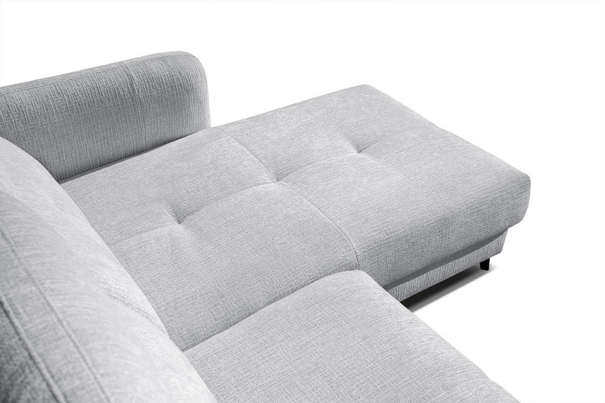 ECKSOFA SVEN 3-Sitzer, 1 Relax XL, verstellbare Kopfstützen, hellgrau - Hellgrau/Schwarz, Holzwerkstoff/Textil (256/163cm) - Courtois Laville
