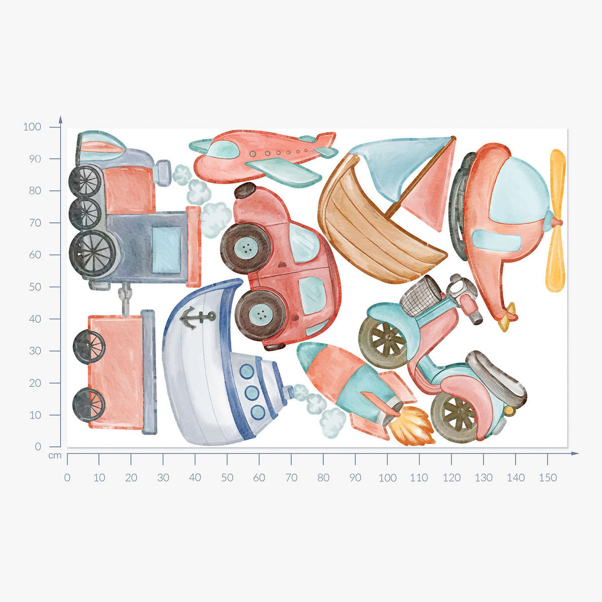 WANDAUFKLEBER 100x157cm - Fahrzeuge als Transportmittel - Multicolor, Kunststoff (100/157/0.1cm) - Wallfluent