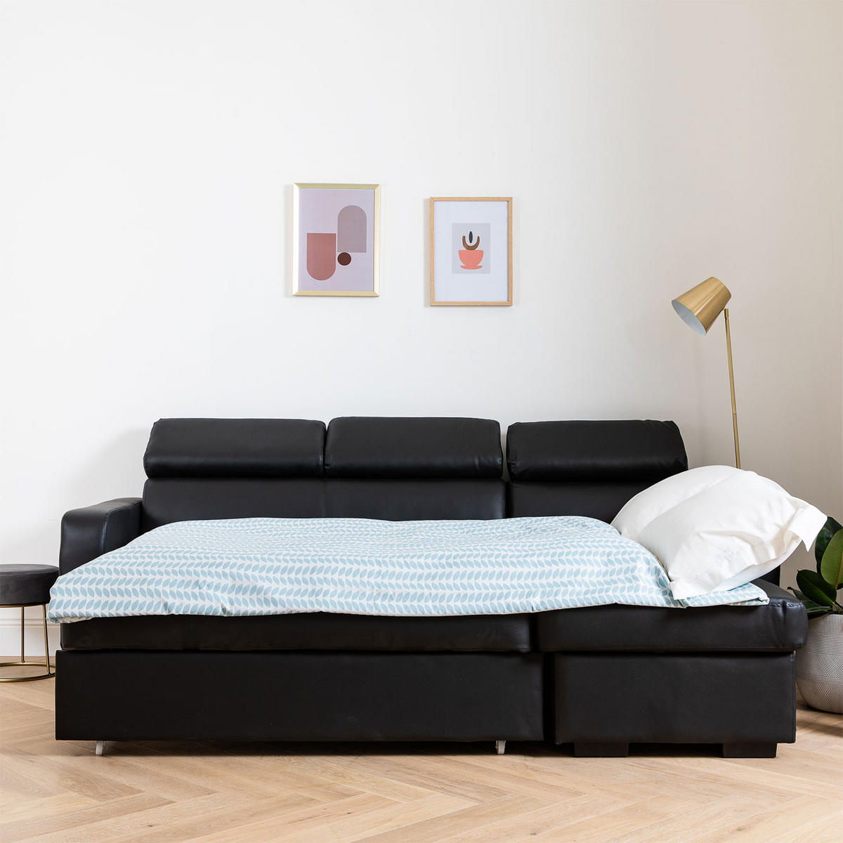 ECKSOFA WARREN Schwarz 3 Plätze - Schwarz, Kunststoff (168/236cm) - Happy Garden