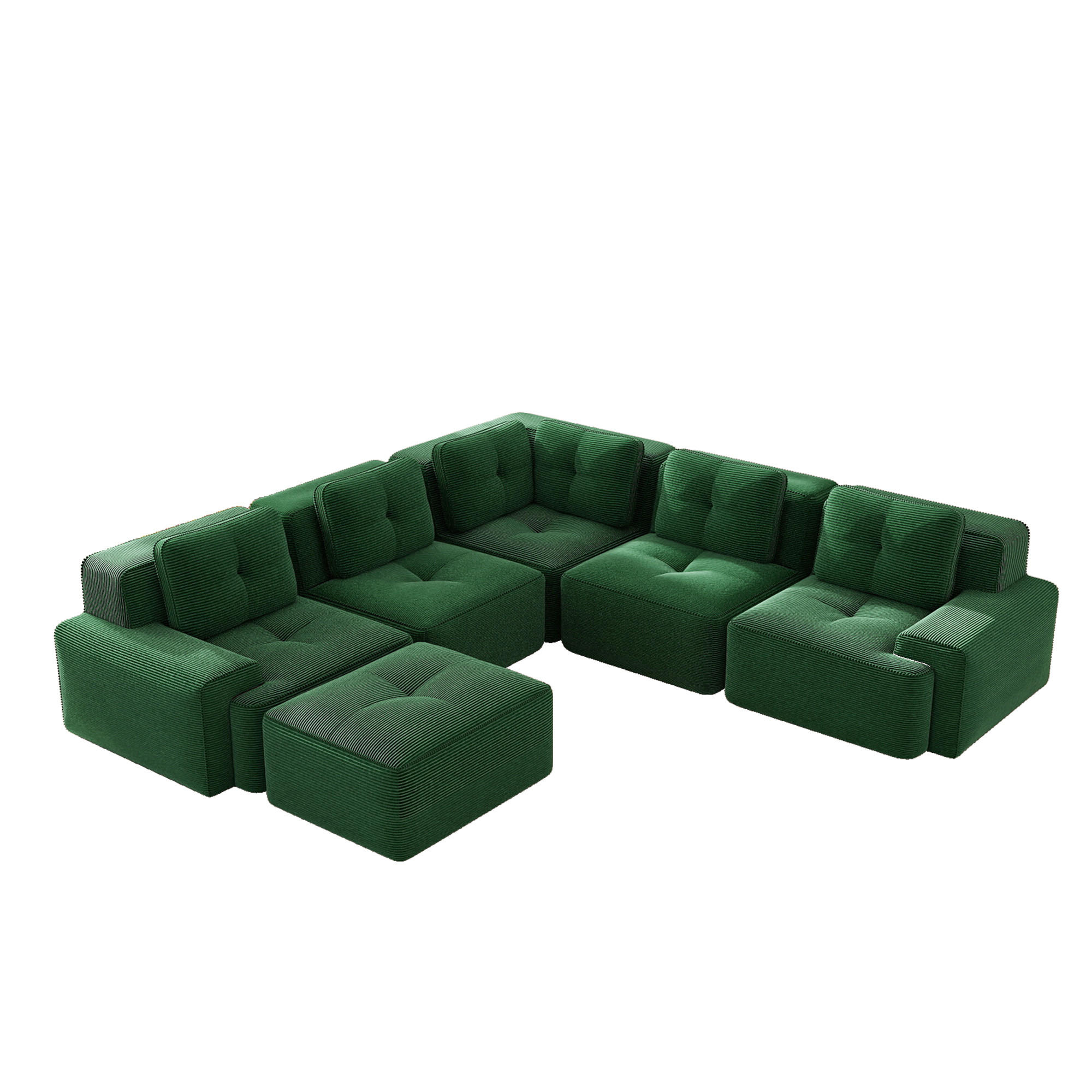 WOHNLANDSCHAFT DE-34424 mit Ottoman und Cordstoff Grün - Grün, Textil (295/69/295cm) - ComfortXL