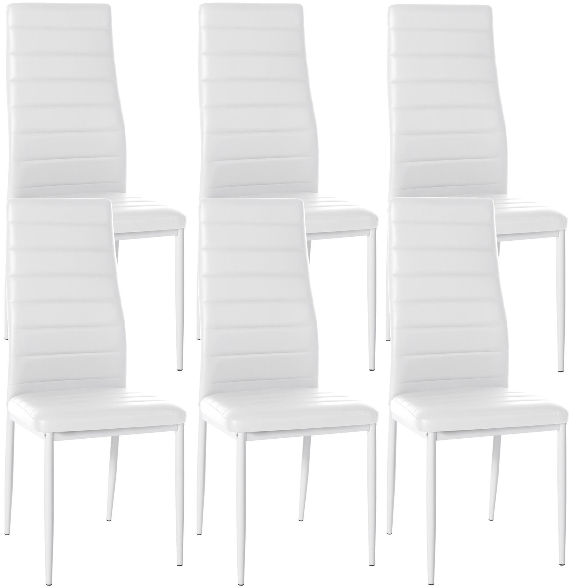 STUHL 6er Set Lederlook weiß - Weiß, Textil/Metall (41.5/99/40cm) - CLP