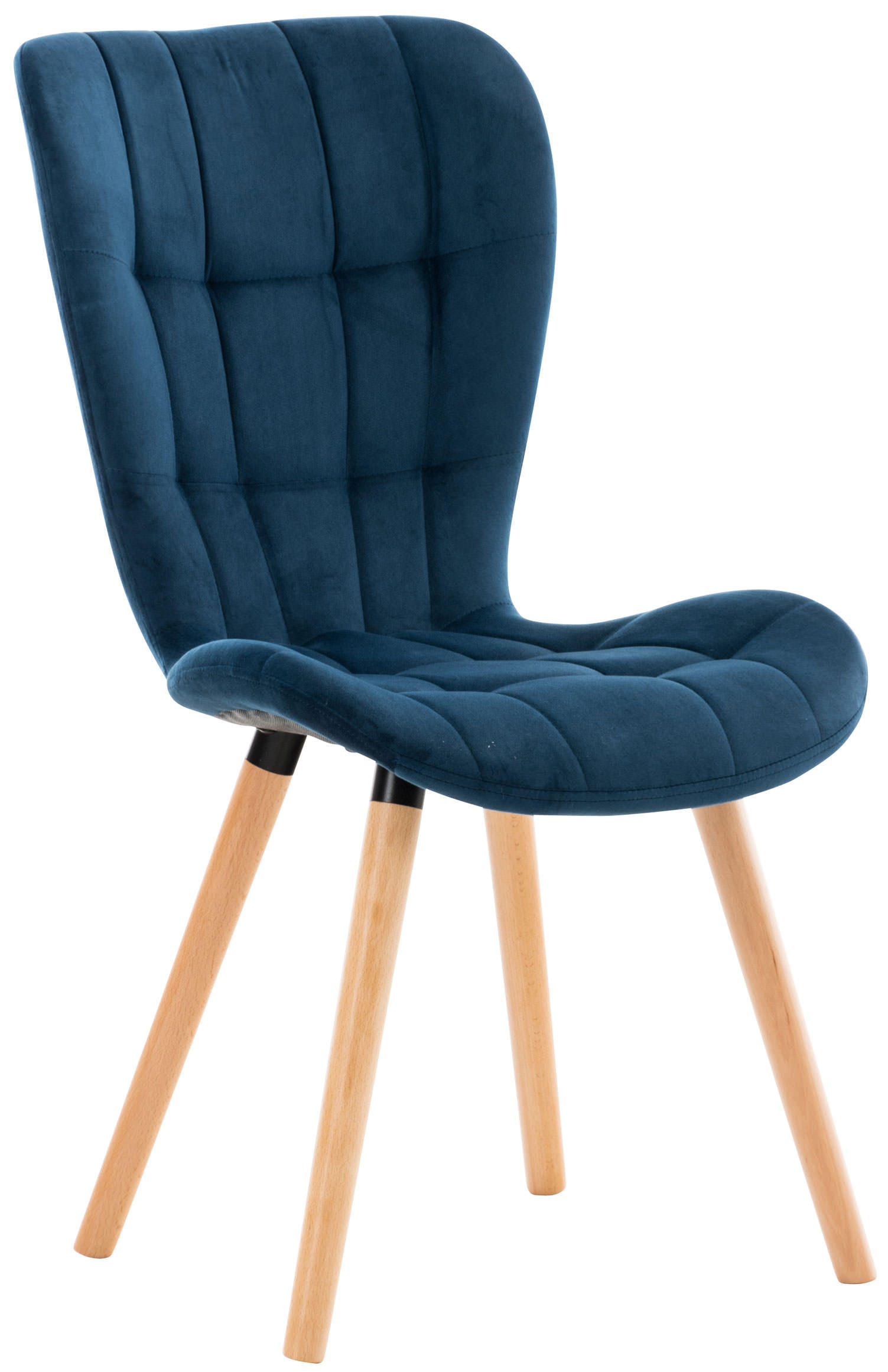 STUHL Samt blau - Blau/Eukalyptusholzfarben, Holz/Textil (50/88/63cm) - CLP