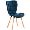 STUHL Samt blau - Blau/Eukalyptusholzfarben, Holz/Textil (50/88/63cm) - CLP