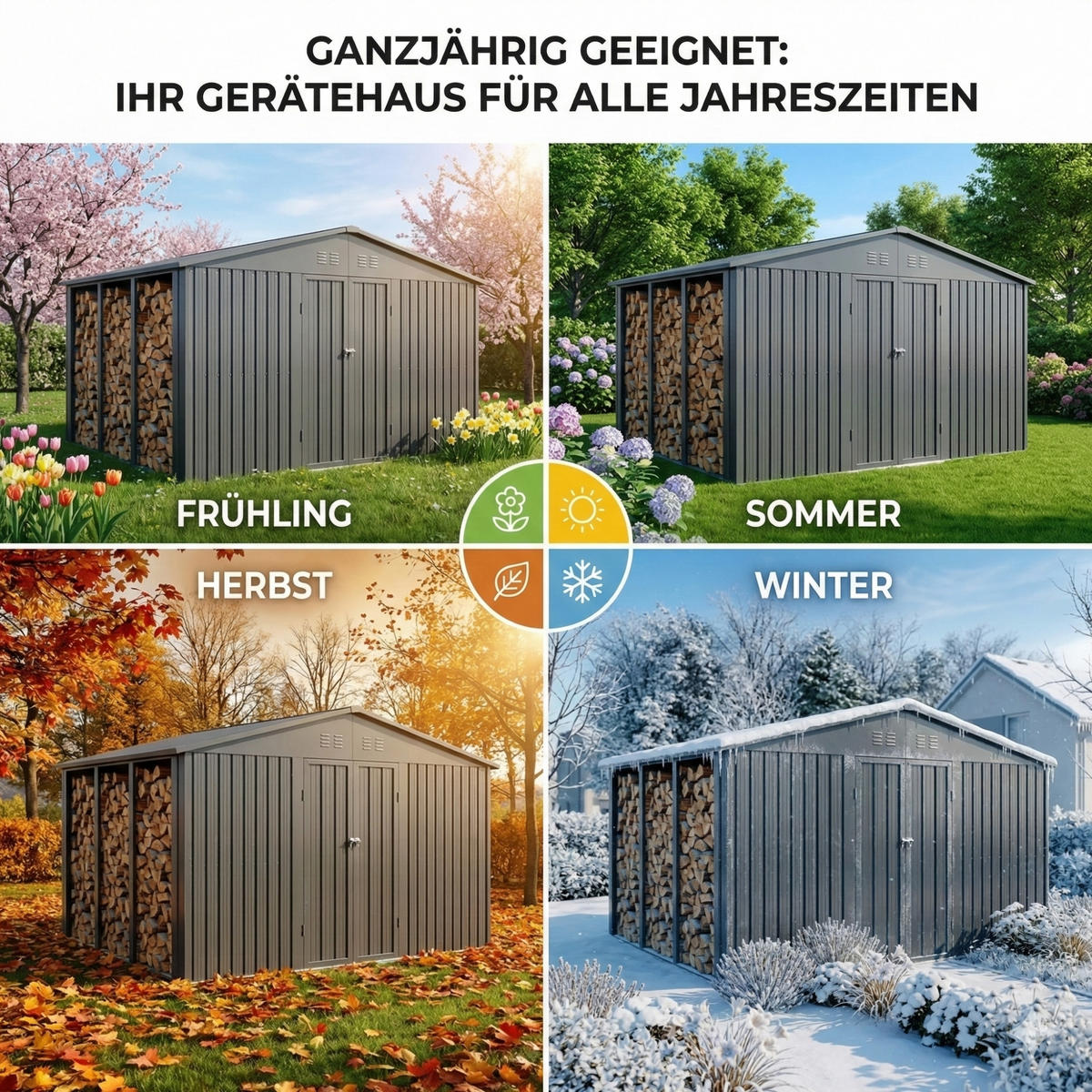GERÄTEHAUS 4XL - Anthrazit, Metall (386.6/204/325.5cm) - Albatros