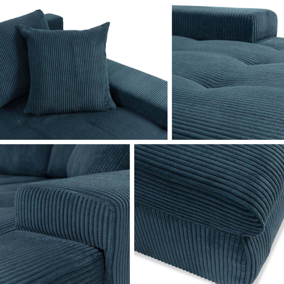 ECKSOFA Orkan Mini Cord - Hellgrau, Holz/Textil (265/185cm) - MIRJAN24