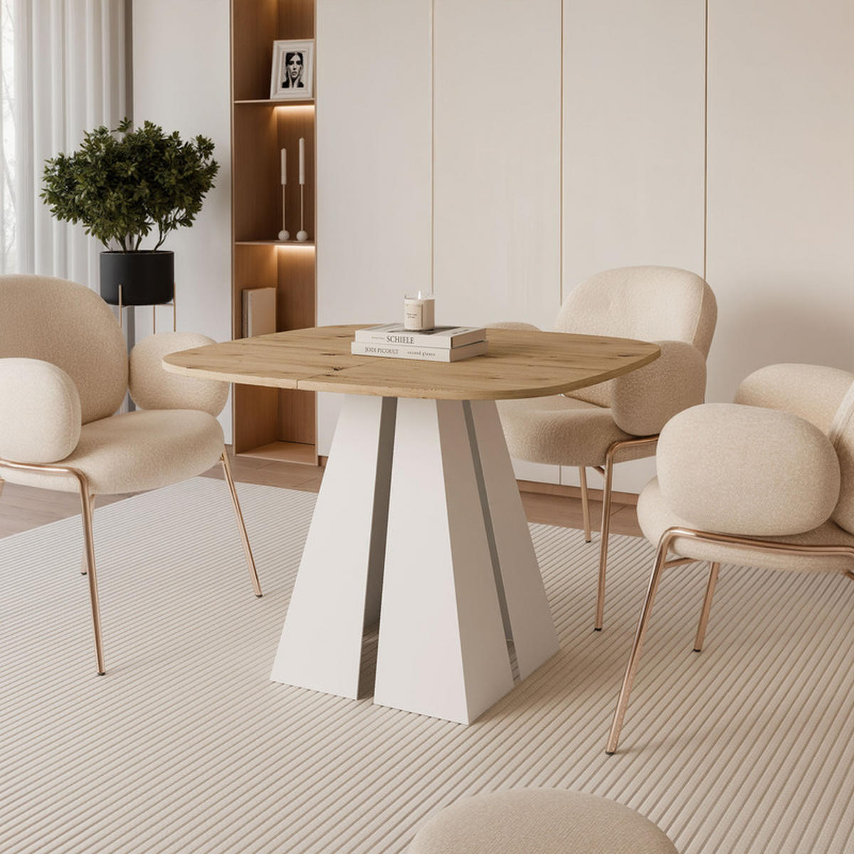AUSZIEHTISCH ZELO 120/60/76 cm, Weiß / Artisan-Eiche - Weiß/Eiche Artisan, Holzwerkstoff/Metall (60/120/76cm) - Idohome