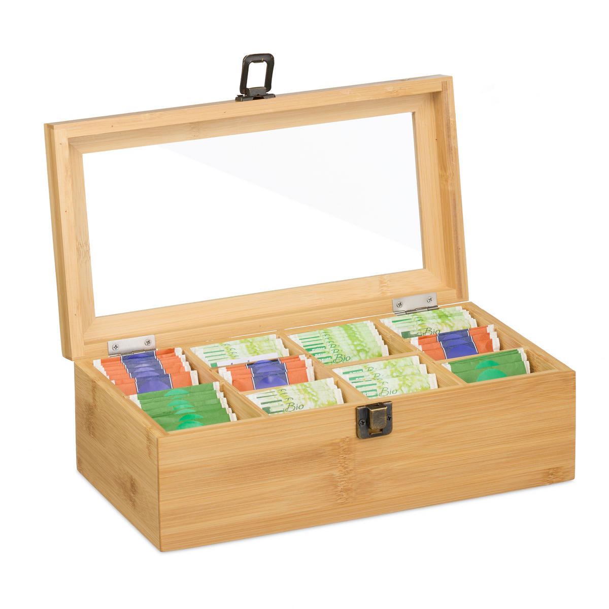 TEEBOX - Hellbraun, Holz/Kunststoff (29.5/10/17cm) - Relaxdays