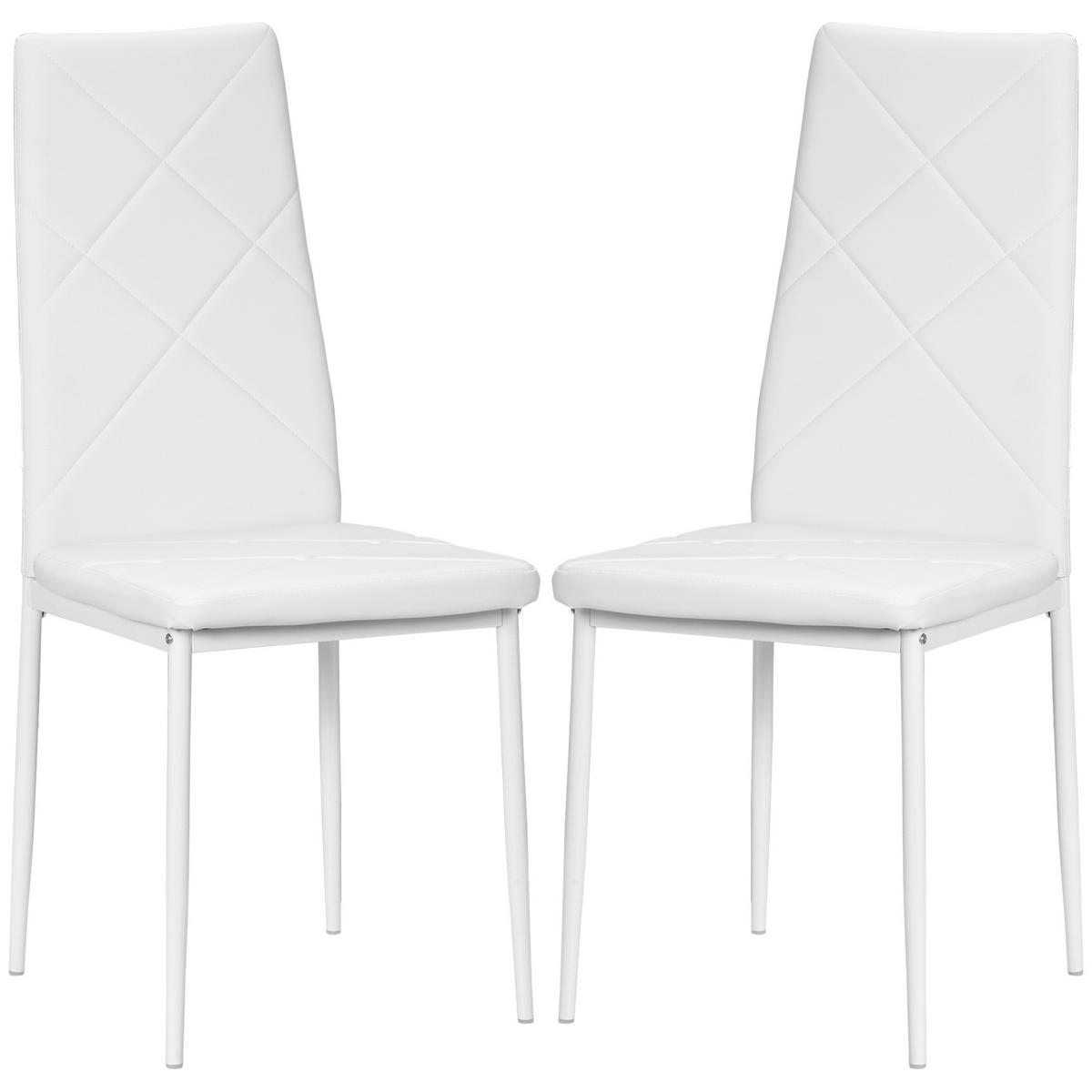 ESSZIMMERSTÜHLE 2er-Set DE-13343 hohe Rückenlehne Weiß - Weiß, Metall (50/97/41cm) - ComfortXL