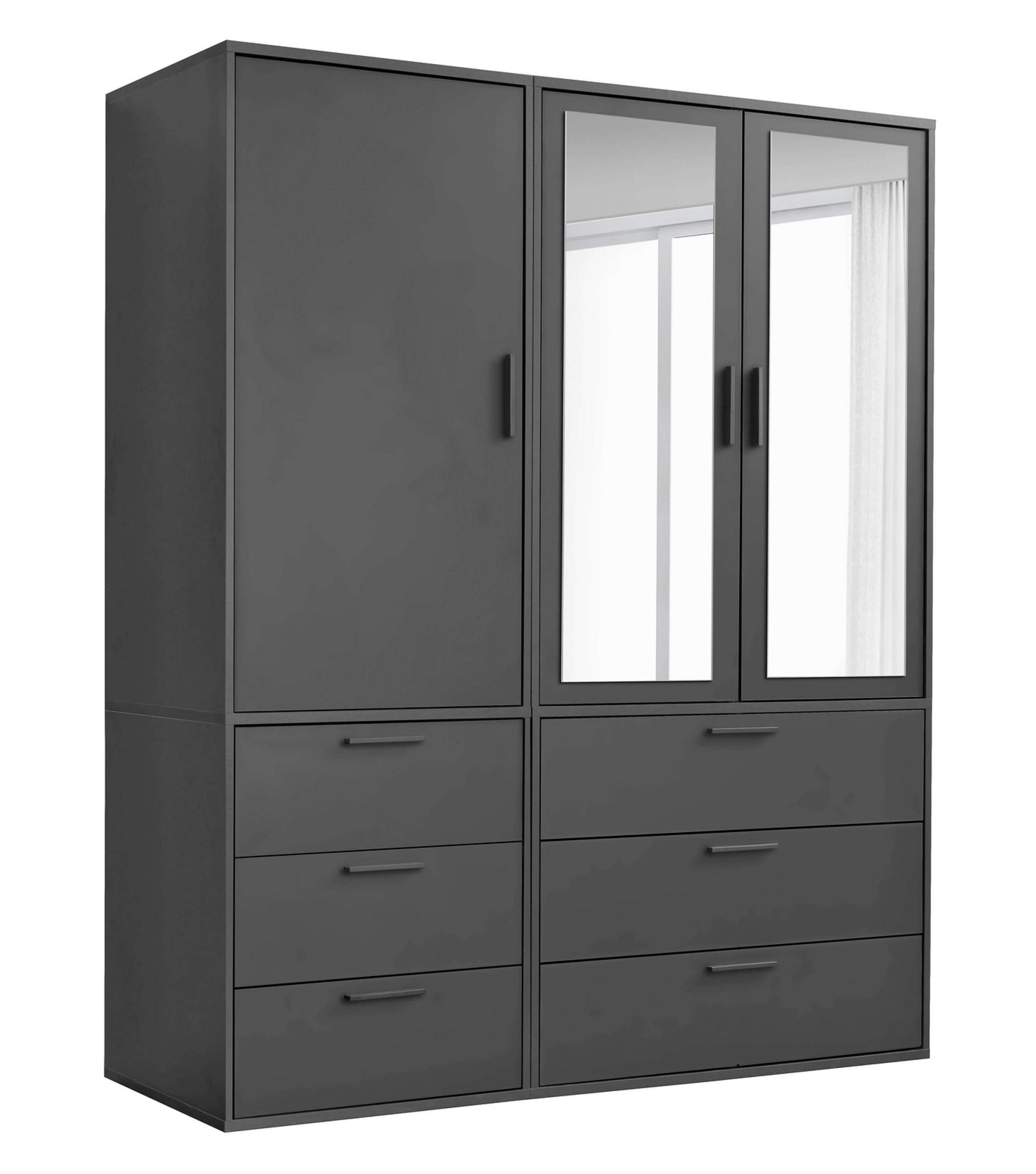 KLEIDERSCHRANK mit Spiegel Der Grenzenlose - Anthrazit, Holzwerkstoff (150/187/58cm) - Mokebo