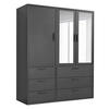 KLEIDERSCHRANK mit Spiegel Der Grenzenlose - Anthrazit, Holzwerkstoff (150/187/58cm) - Mokebo