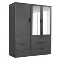 KLEIDERSCHRANK mit Spiegel Der Grenzenlose - Anthrazit, Holzwerkstoff (150/187/58cm) - Mokebo