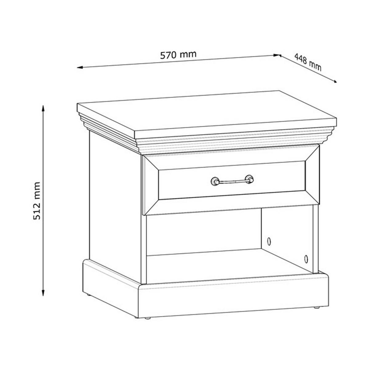 NACHTTISCH Royal Pinie skandinavisch / weiß / Wildeiche 57 / 44,8 / 51,2cm - Eichefarben/Weiß, Holz/Holzwerkstoff (57/51.2/44.8cm) - Feldmann-Wohnen