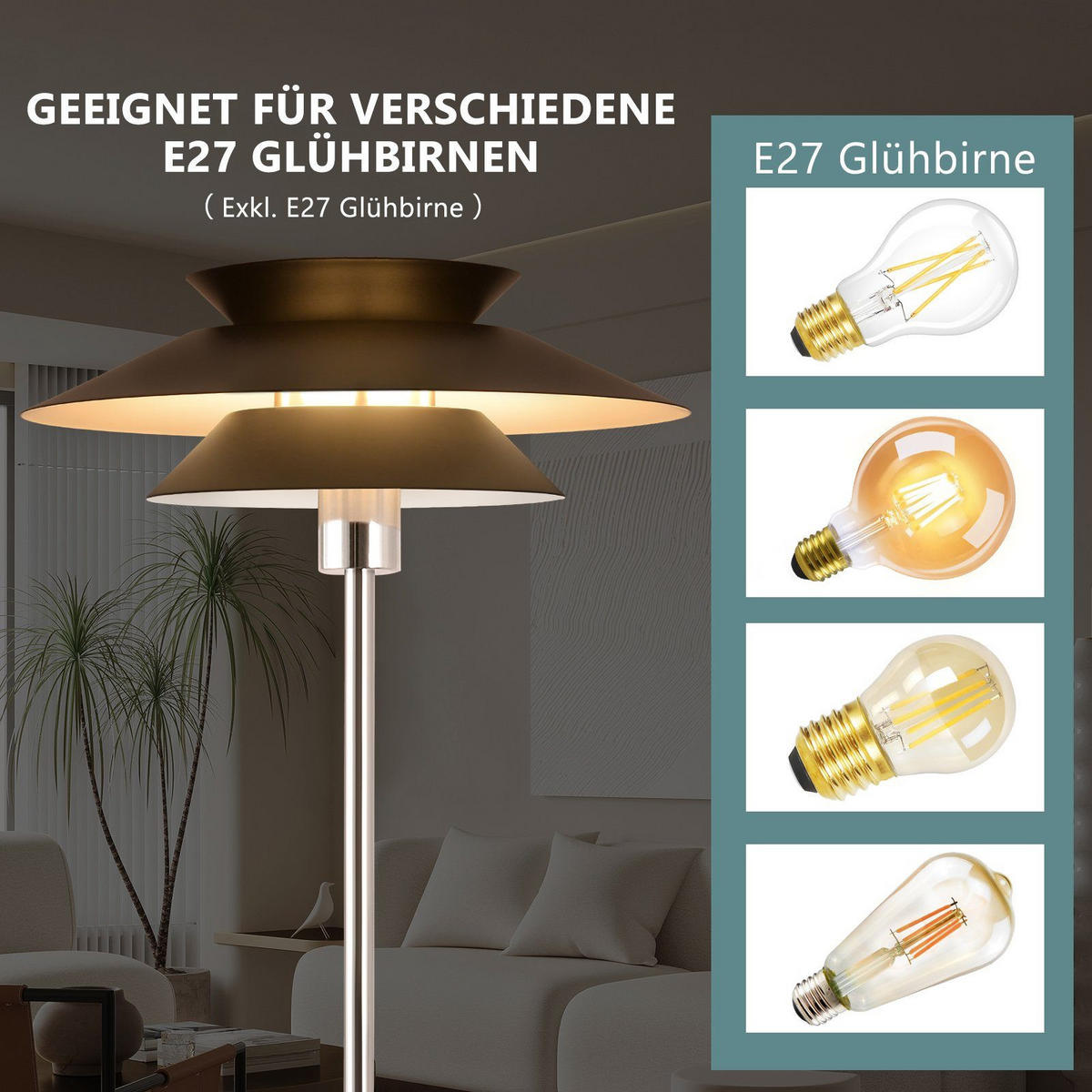 STEHLEUCHTE Albert 40/25/145 cm - Schwarz, Metall (45/22/178cm) - Nettlife