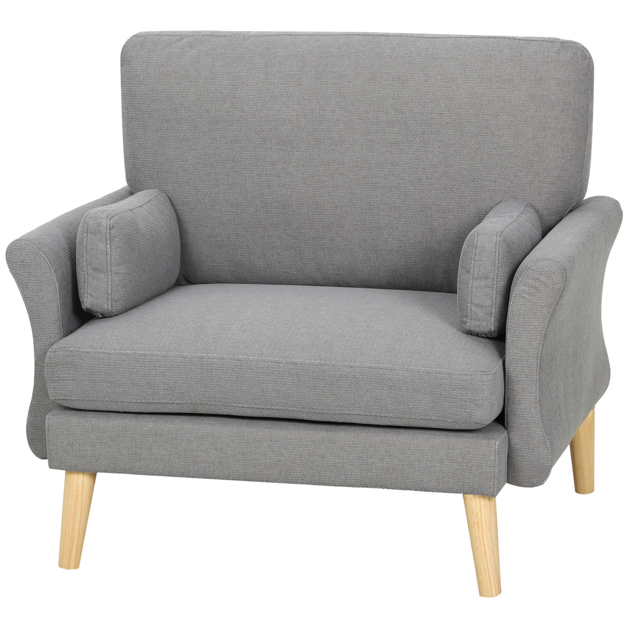 SESSEL Polyester Kautschukholz Dunkelgrau - Dunkelgrau/Naturfarben, Holzwerkstoff/Textil (80/88/103cm) - HOMCOM