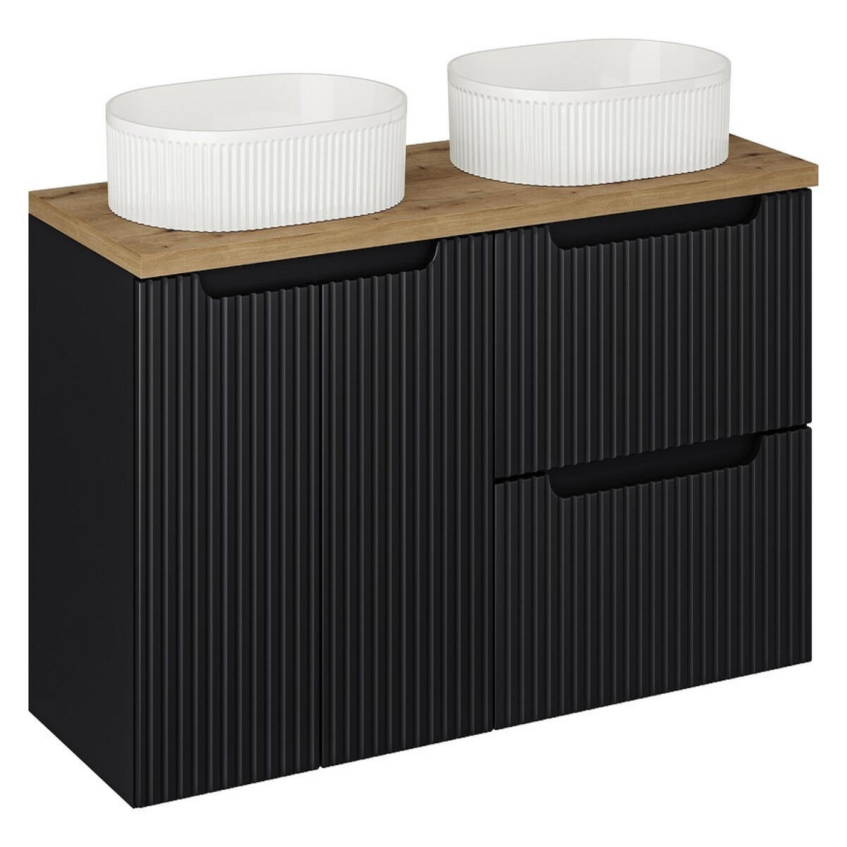 Milaros Markt Badmöbel-Set Schwarz, Eiche Artisan 120x57x39 cm