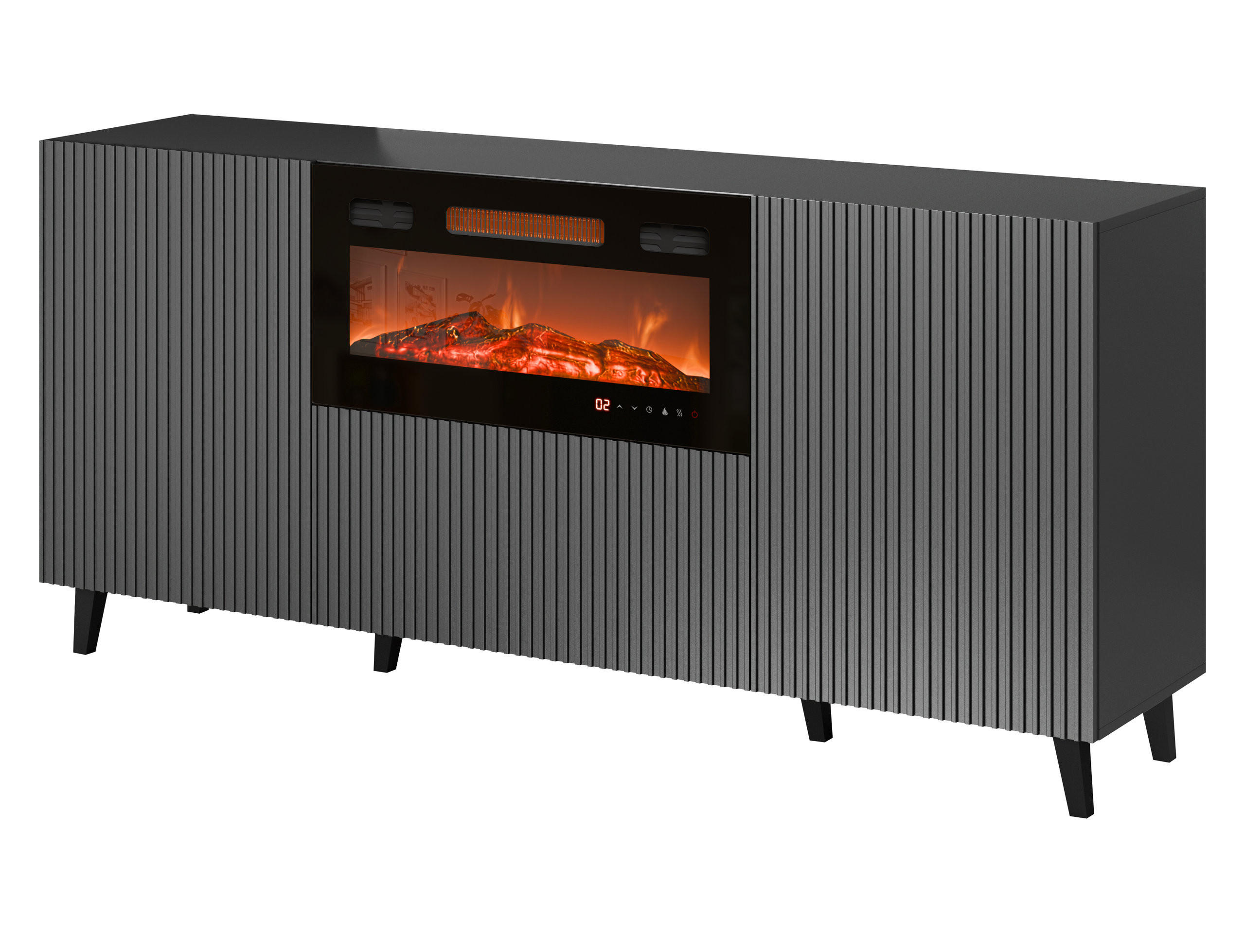 KOMMODE Vamos Grey 180 mit Kamin - Anthrazit/Schwarz, Holzwerkstoff/Kunststoff (181/83/42cm) - MIRJAN24