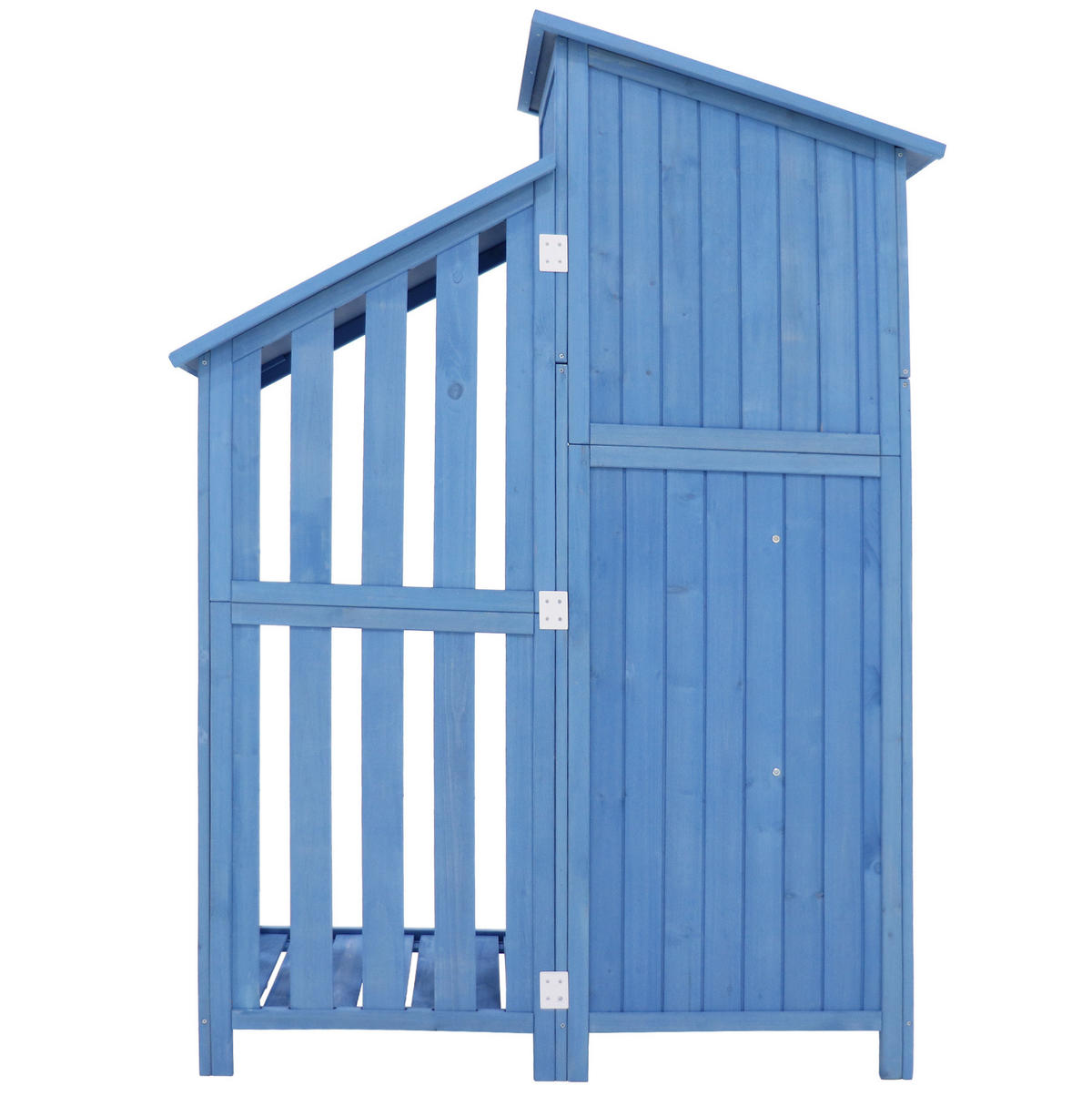 GARTENSCHRANK aus Massivholz 124x46x174cm Blau mit 2 Regalen - Blau, Holz (46/174/124cm) - Modfu