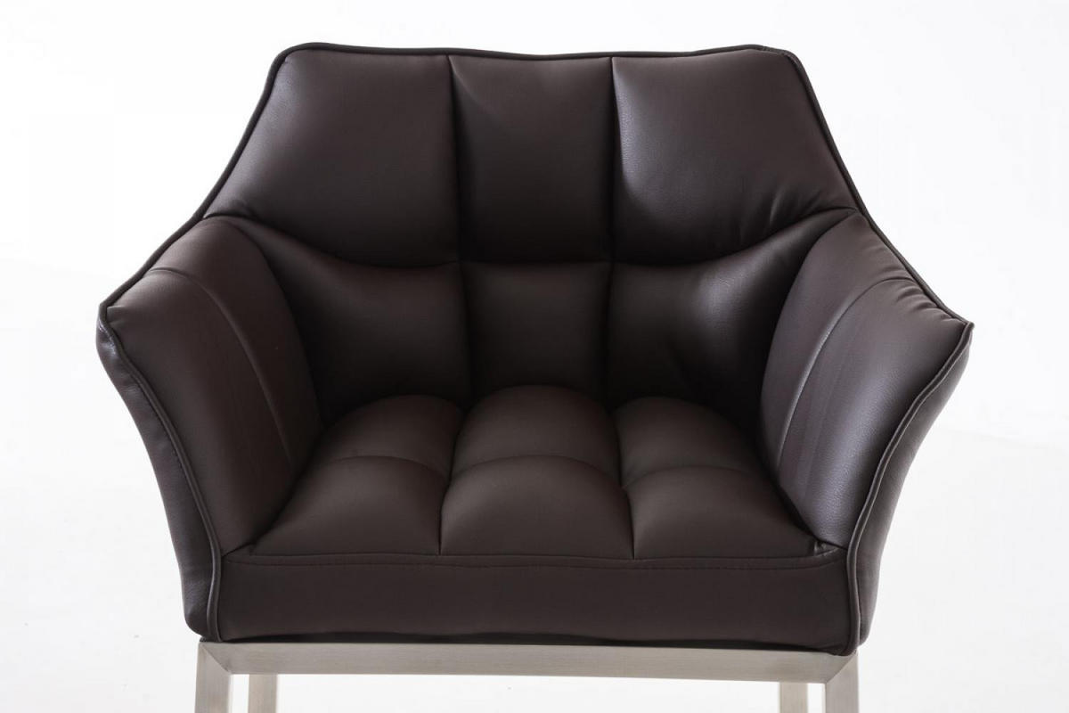 BARHOCKER 2er Set Lederlook braun - Edelstahlfarben/Braun, Textil/Metall (64/110/48cm) - CLP