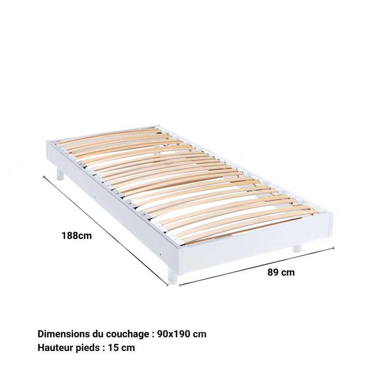 BETTRAHMEN SOMKIT mit Einlegerahmen/ 90x190, Weiß - Weiß, Holzwerkstoff (90/190cm) - Weber Industries
