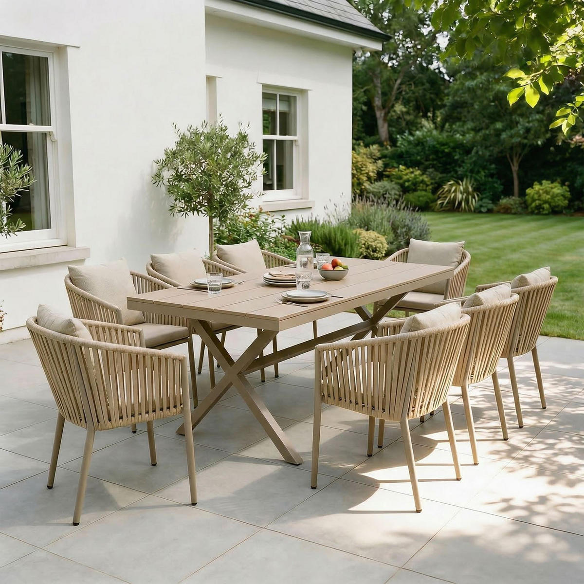 GARTENMÖBEL SET ISOLA 9er Set braun, champagne - Braun, Metall - IDIMEX