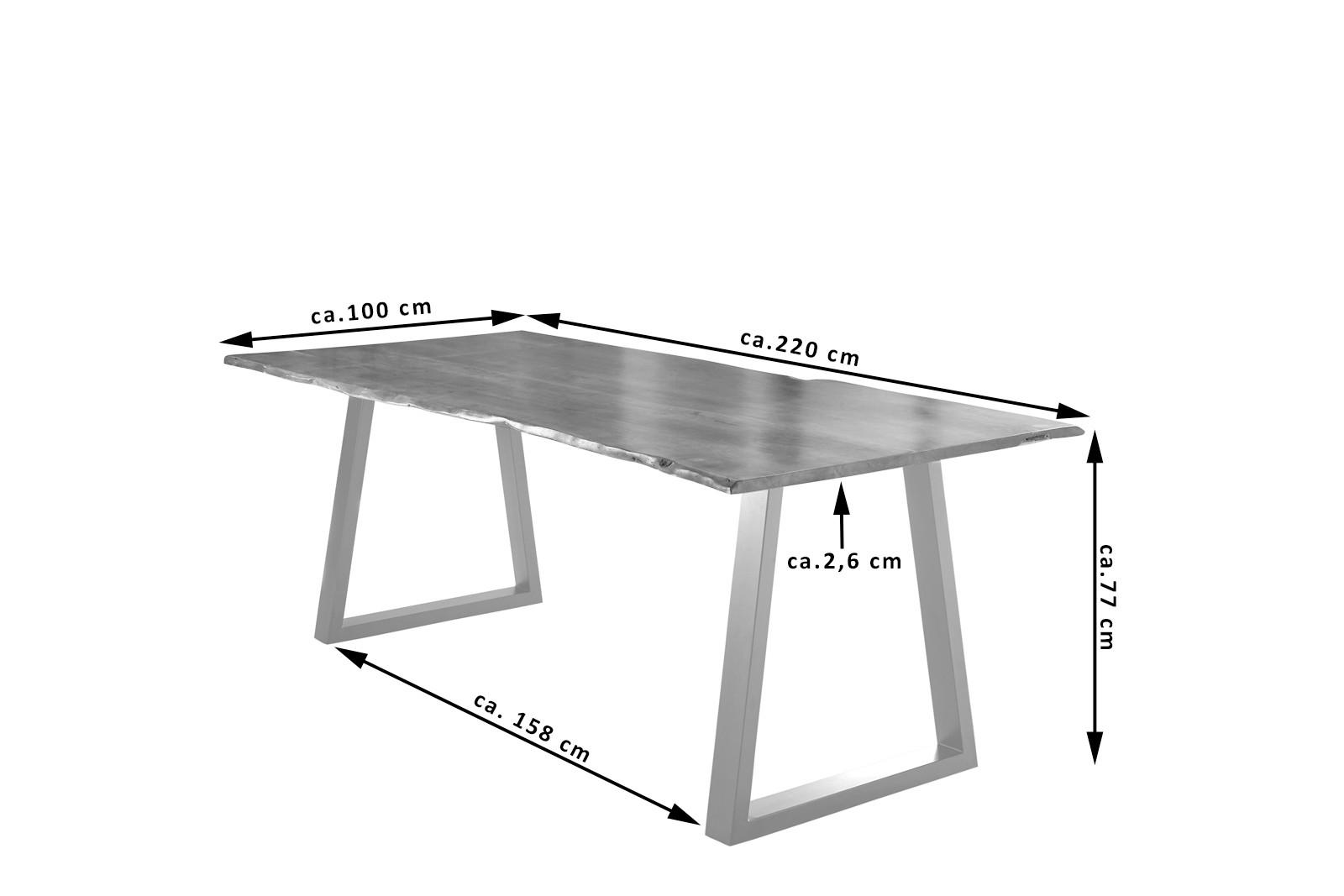 ESSTISCH LUBIN - Beige/Silberfarben, Holz/Metall (100/220/77cm) - SAM