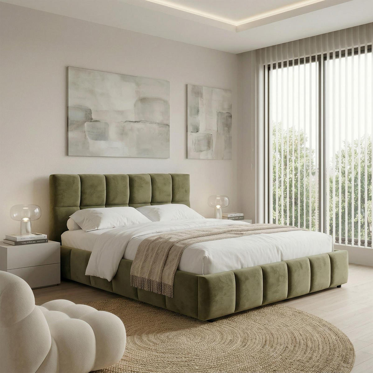 POLSTERBETT EMILIA 180x200 cm grün - Grün, Textil (180/200cm) - IDIMEX