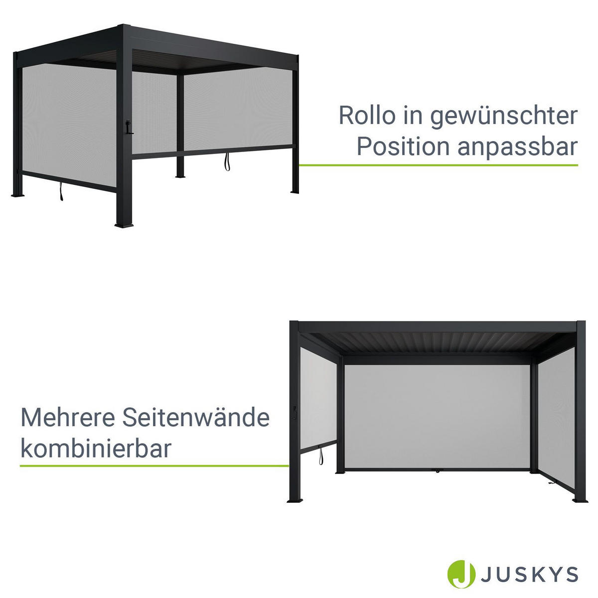 SEITENWAND für Lamellendach Tahiti 4 x 2,4 m anthrazit - Anthrazit, Metall (400/240/700cm) - Juskys