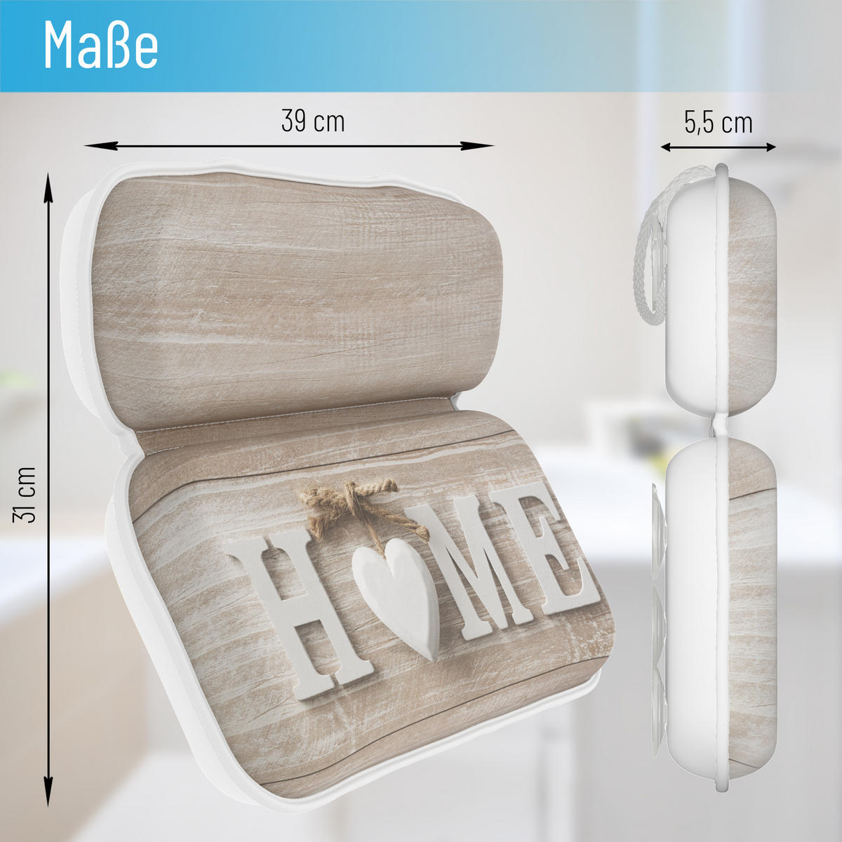 BADEWANNENKISSEN Home - Braun, Kunststoff (39/5.5cm) - Sanilo