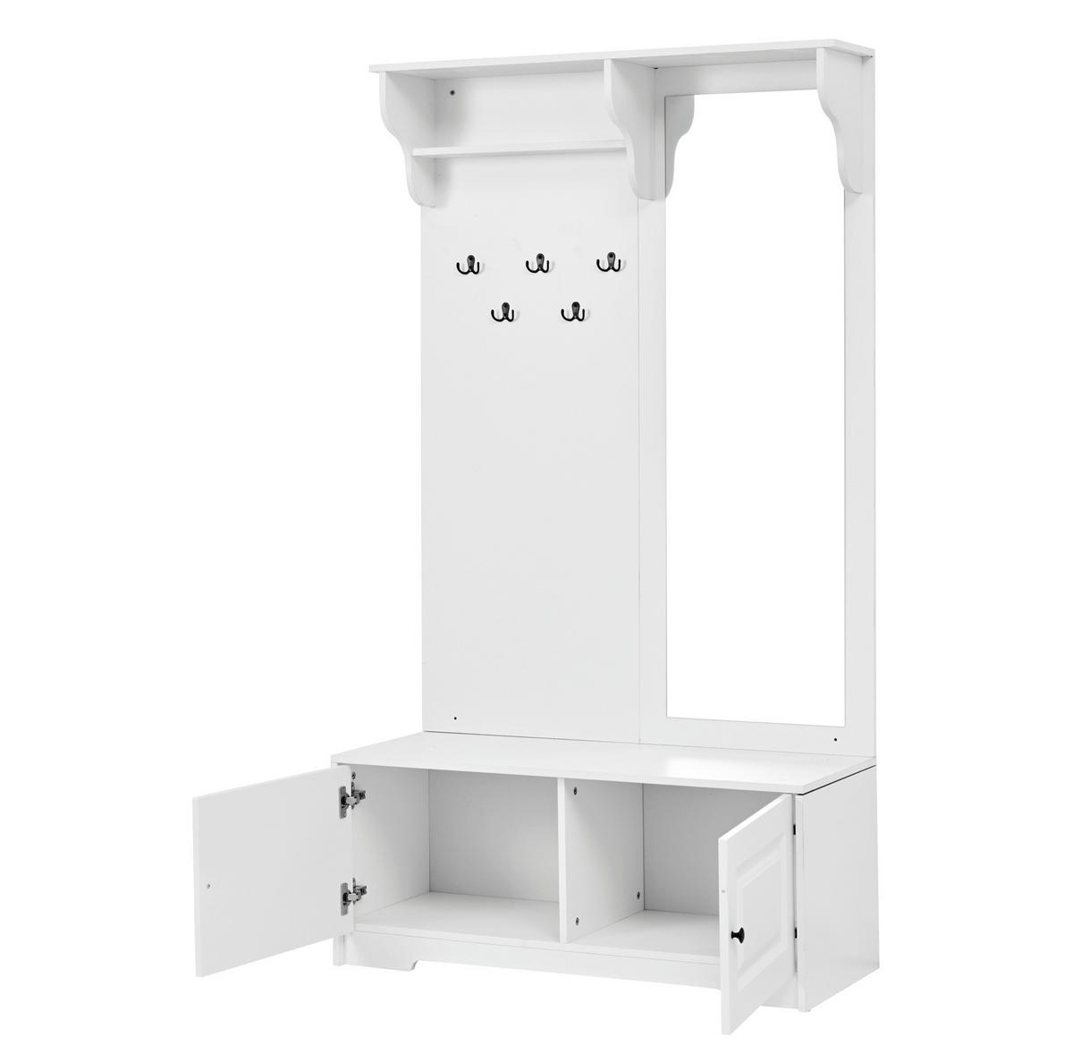GARDEROBE mit Spiegel 100 x 40 x 180 cm MDF White - Weiß, Holzwerkstoff (40/180/100cm) - Beauniv