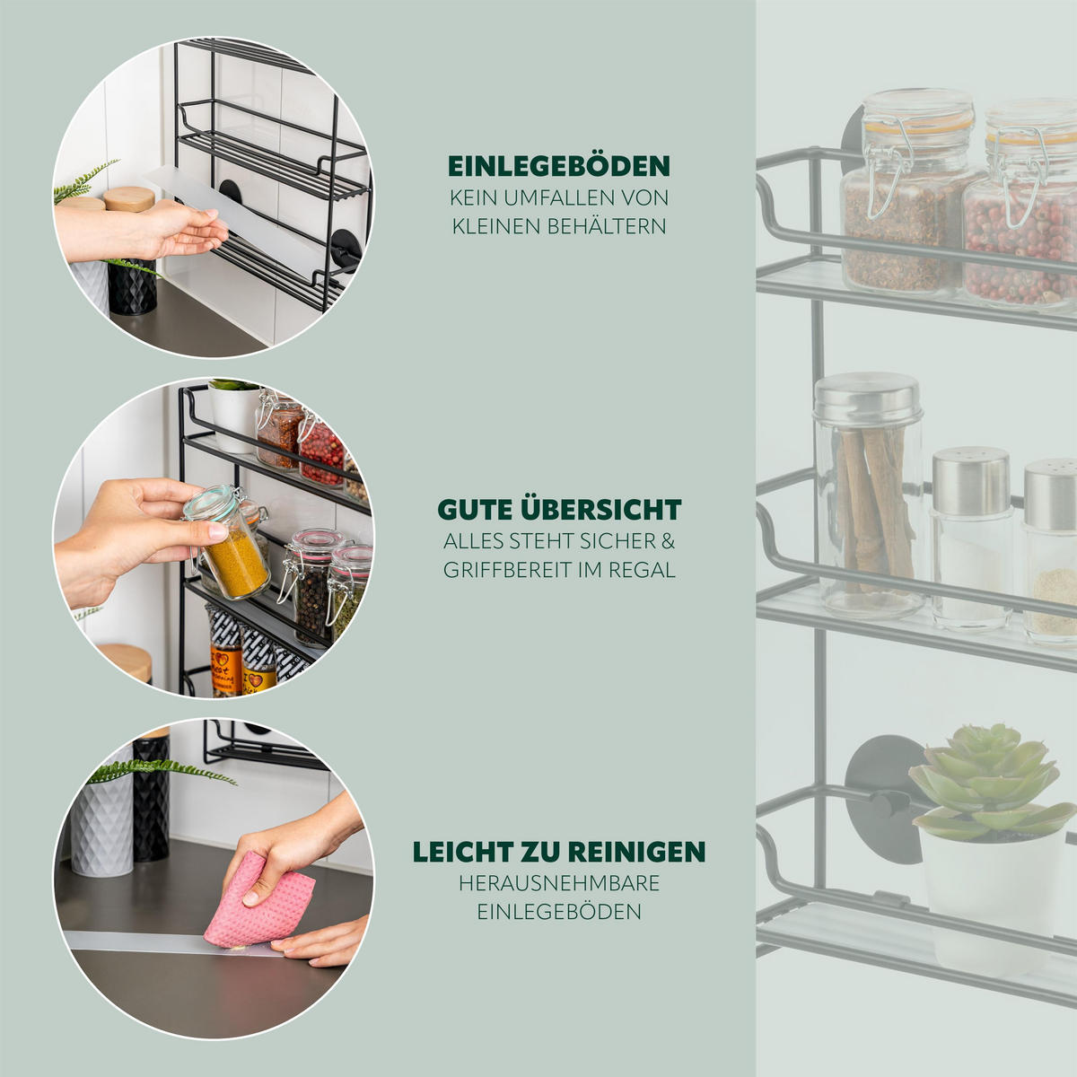 GEWÜRZREGAL, schwarz, Stahl - Schwarz, Metall (32.5/33.5/6.5cm) - bremermann