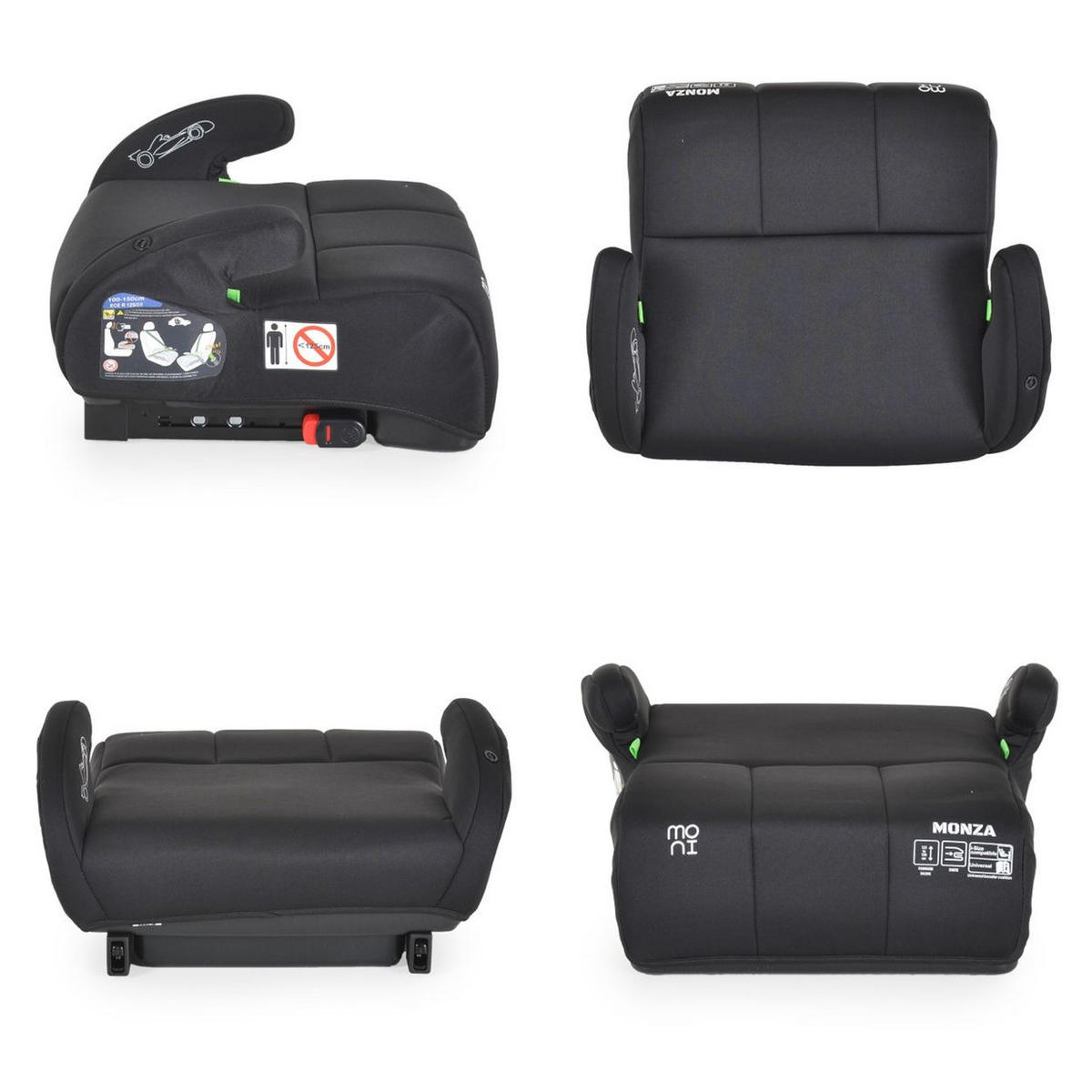 SITZERHÖHUNG Monza i-Size schwarz (125-150cm) Gruppe 3, Kuscheltier - Schwarz, Kunststoff (42/22/37cm) - Moni