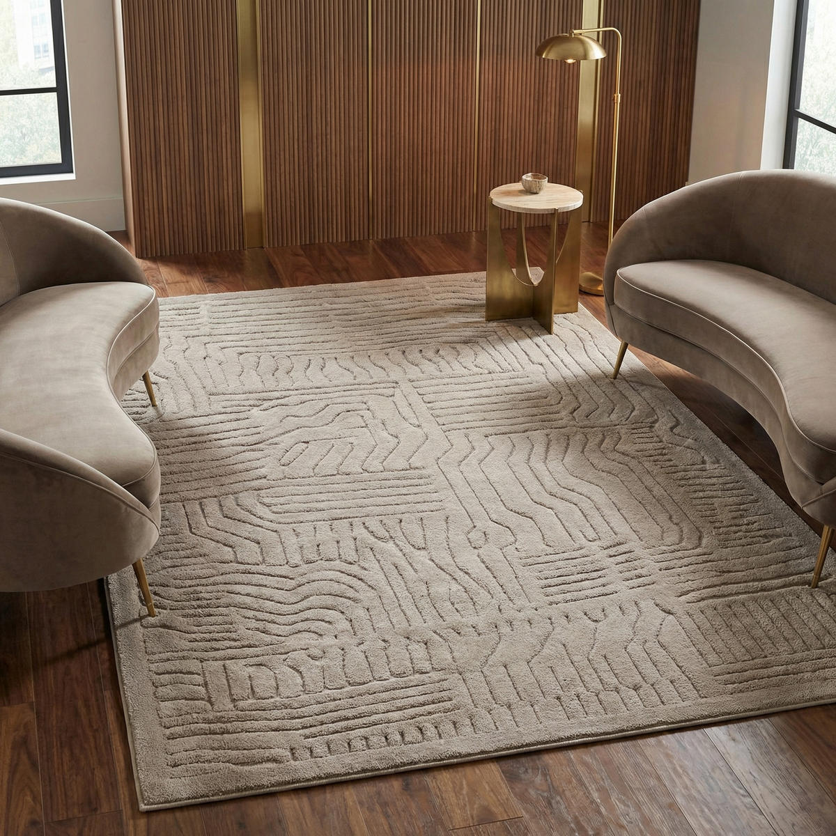 TEPPICH Strukturflor 3D hoch-tief abstrakt EDEN-Carlisle, Taupe 160x230 cm - Braun, Textil (160/230cm) - KADIMA DESIGN