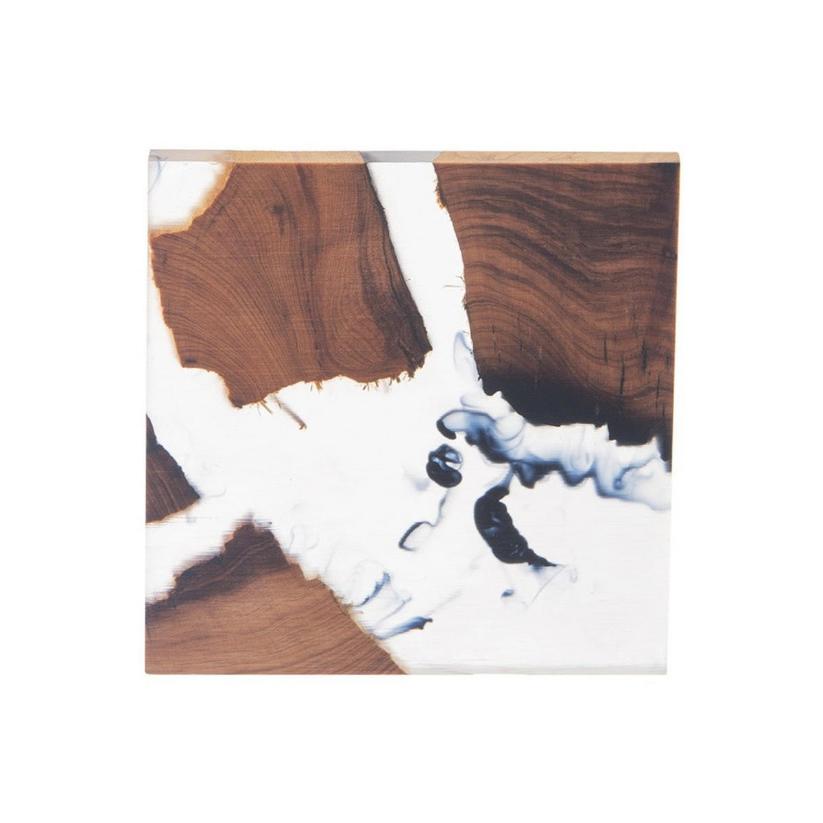 TASSENUNTERSETZER FLUSS, Akazienholz/Harz, natur, 8 x 8 cm - Braun, Holz (1cm) - Orion 