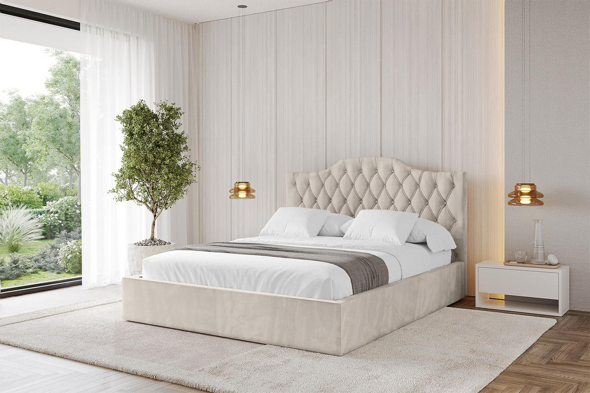 POLSTERBETT mit Bettkasten und Lattenrost, Boxbett ohne Matratze - FALIO 180x200 Beige - Beige, Holzwerkstoff/Textil (180/200cm) - ALTDECOR