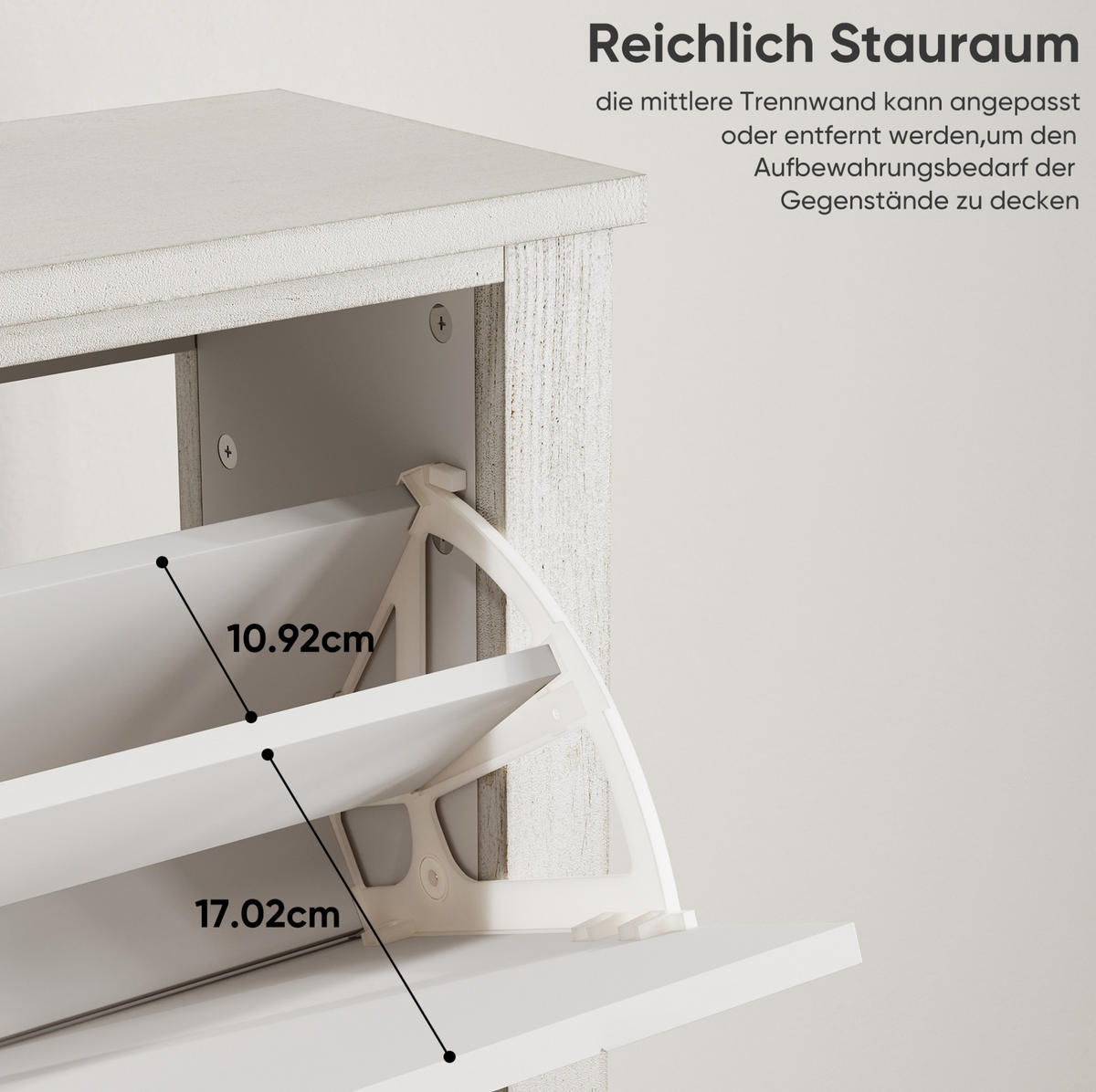 SCHUHSCHRANK 80 cm Retro-Weiß aus MDF mit 2 Klappfächern - Weiß, Holzwerkstoff (80/97.5/24cm) - OKWISH