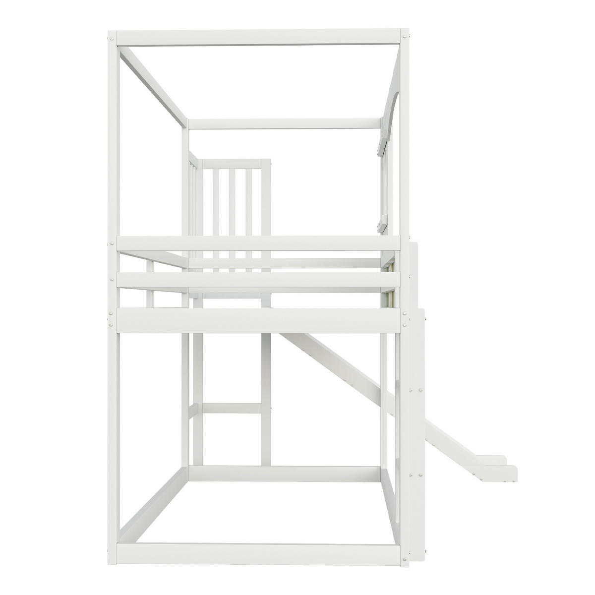 ETAGENBETT Modell Hausfenster Mehrfarbig - Weiß, Holz (90/200cm) - ComfortXL