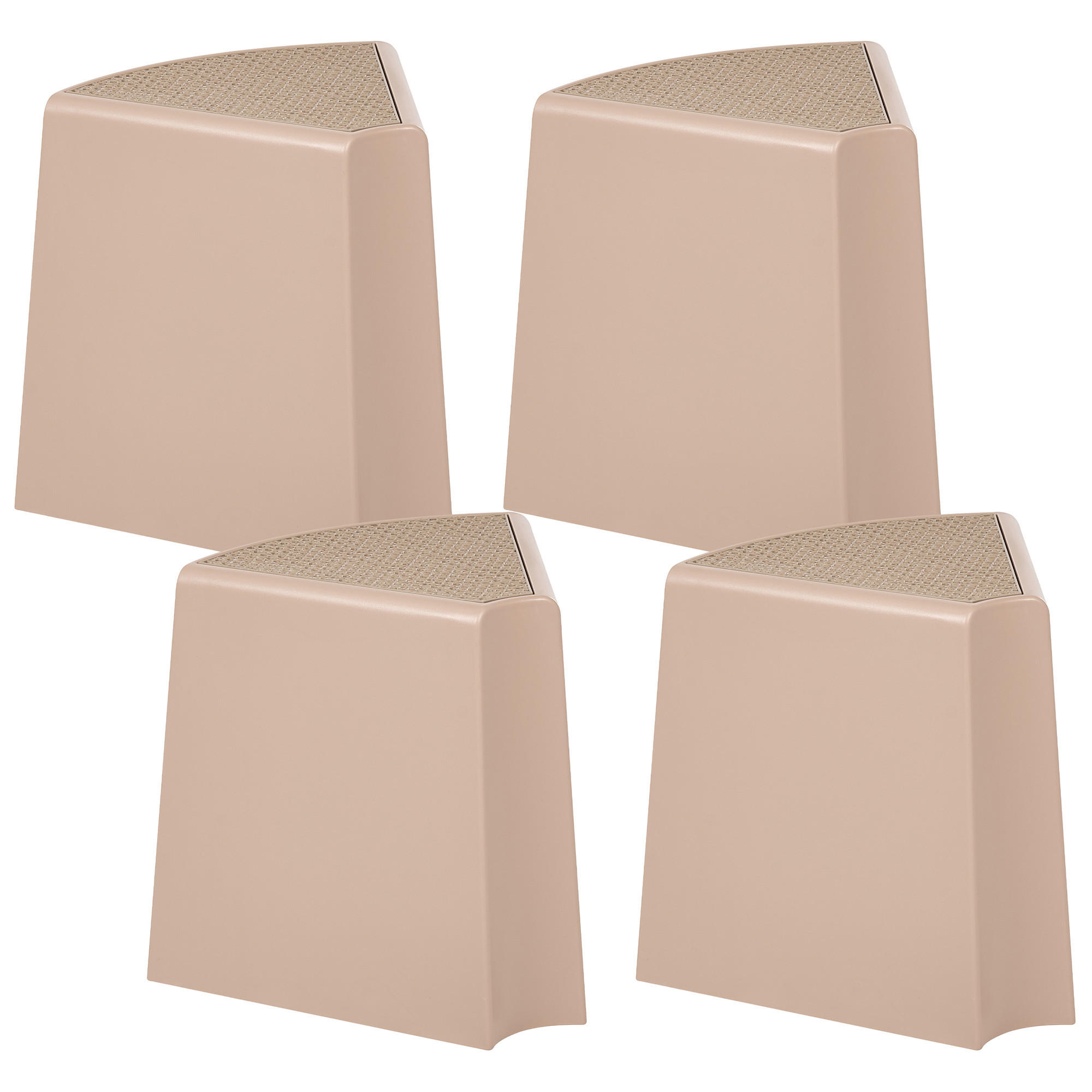 GARTENHOCKER 4er-Set Beige Evros - Beige, Kunststoff (43/45/35cm) - Beliani
