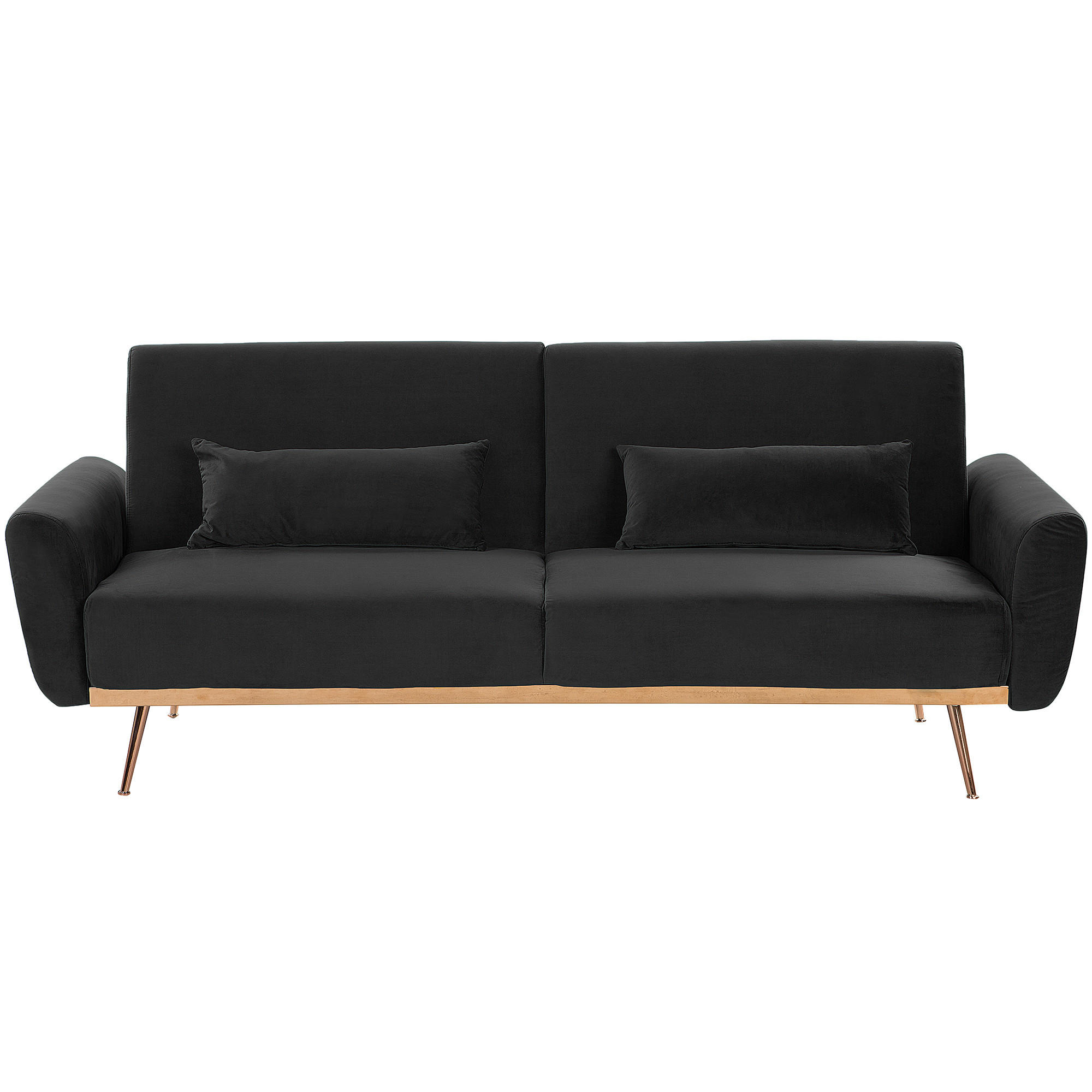 3-SITZER-SCHLAFSOFA Samtstoff Schwarz Eina - Schwarz, Textil (210/86/81cm) - Beliani