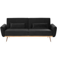 3-SITZER-SCHLAFSOFA Samtstoff Schwarz Eina - Schwarz, Textil (210/86/81cm) - Beliani